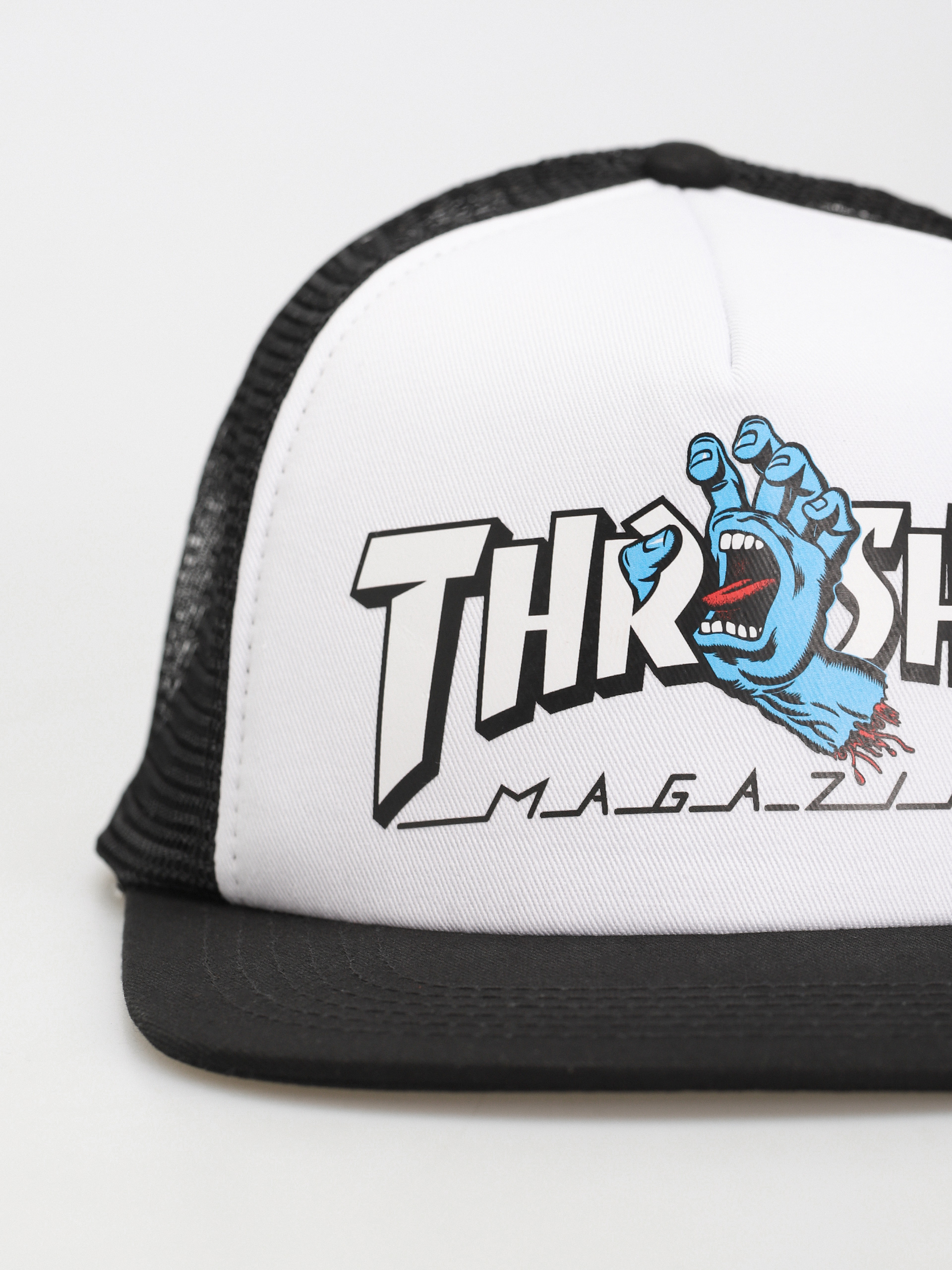 Santa Cruz X Thrasher Screaming Logo Mesh Trucker Baseball sapka (white/black)