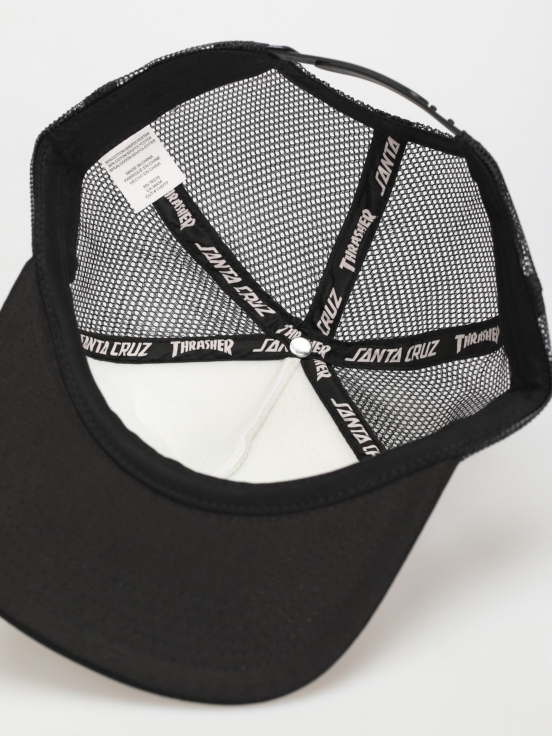 Santa Cruz X Thrasher Screaming Logo Mesh Trucker Baseball sapka (white/black)
