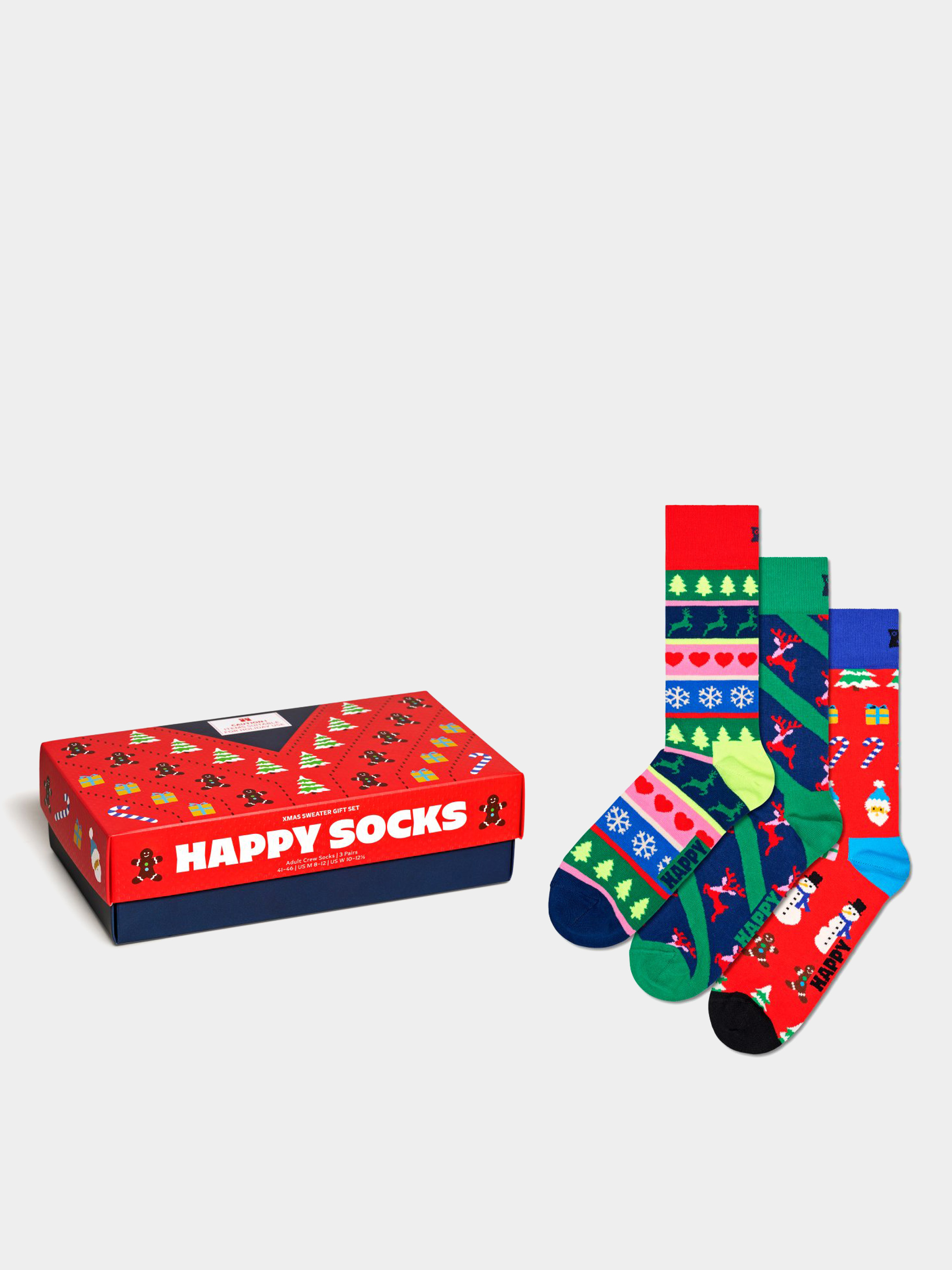 Happy Socks 3 Pack X Mas Sweaters Gift Set Zokni (red)