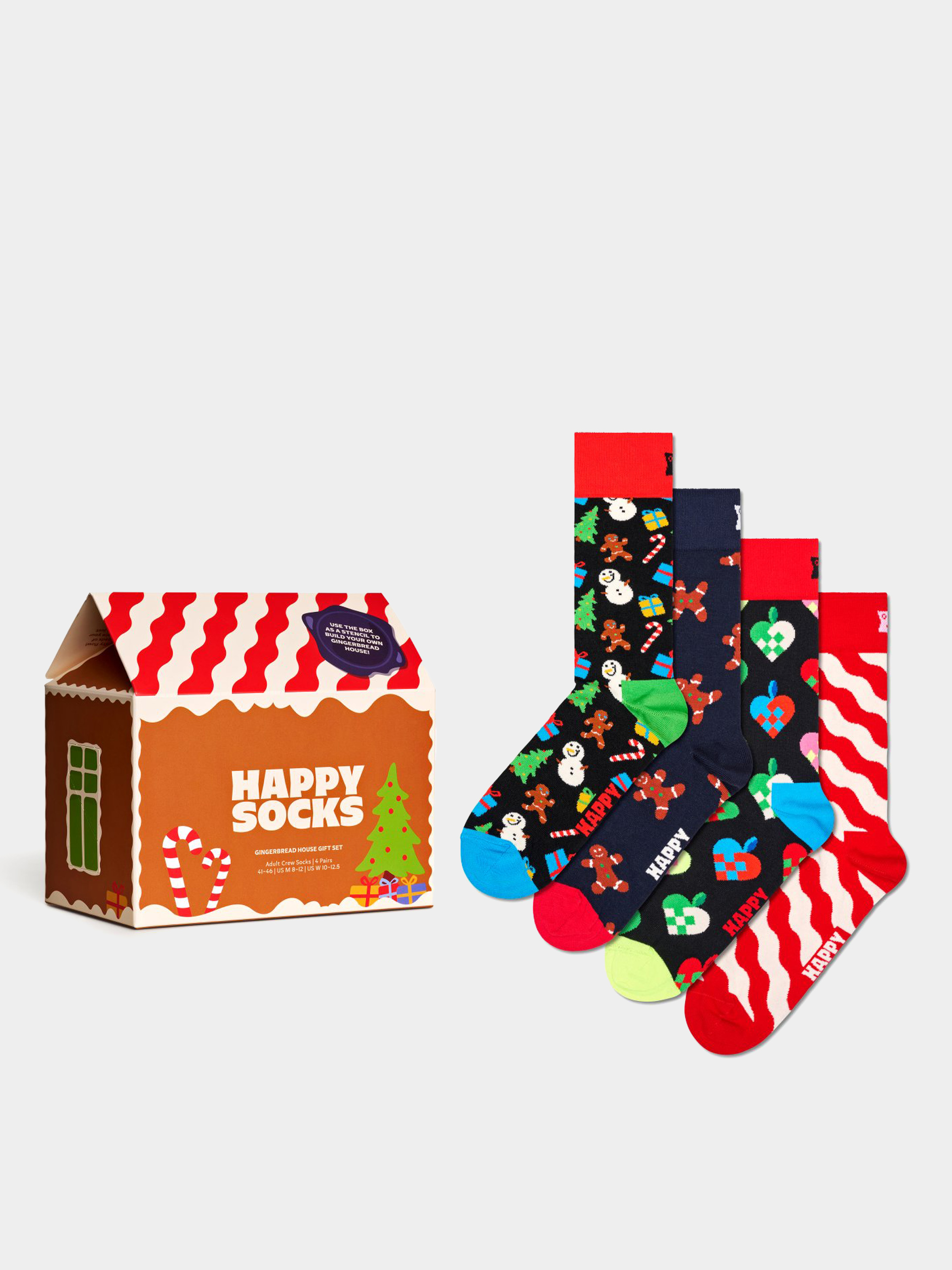 Happy Socks 4 Pack Gingerbread Houses Gift Set Zokni (red)