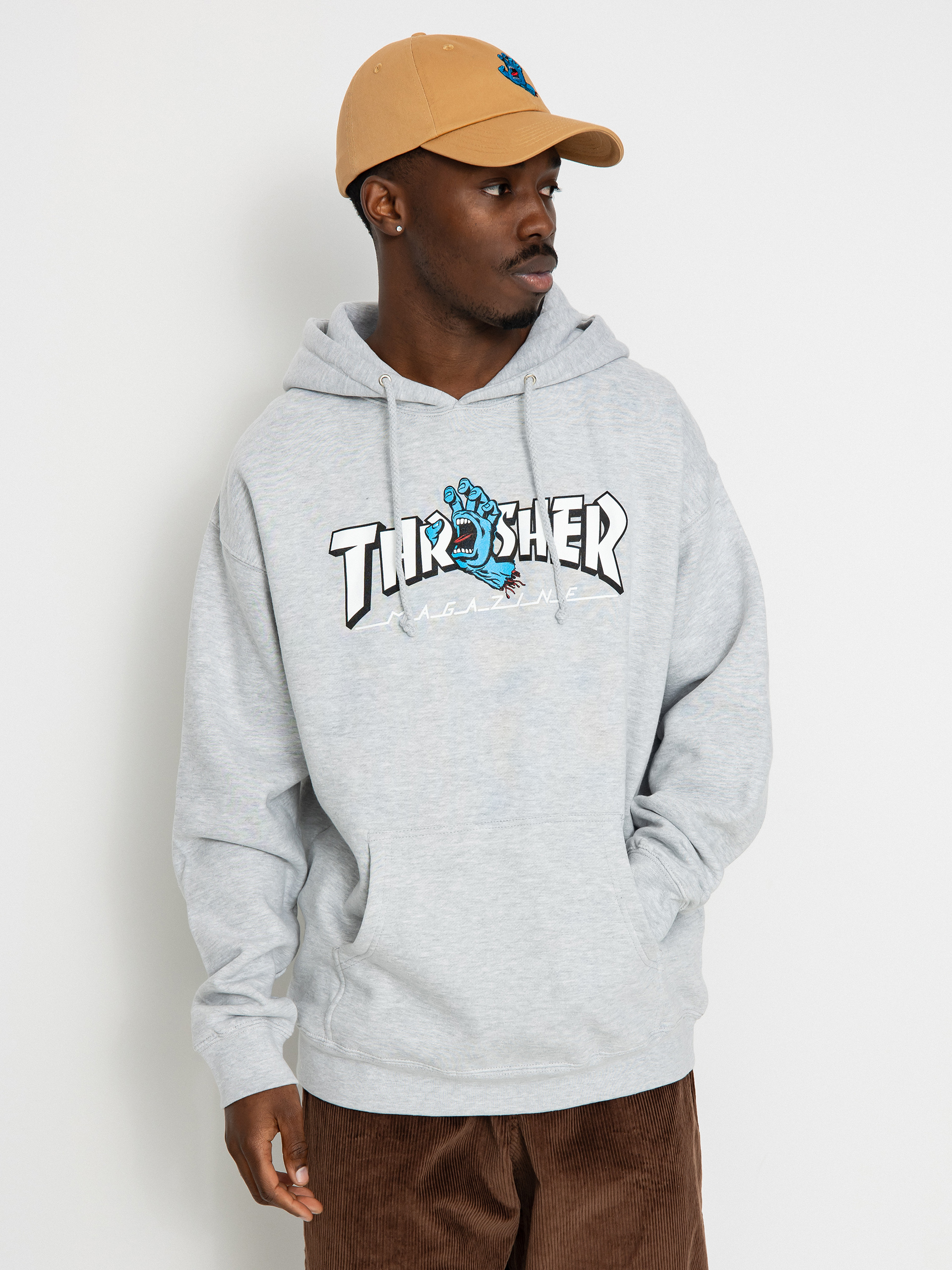 Santa Cruz X Thrasher Screaming Logo HD Kapucnis pulóver (grey hthr)