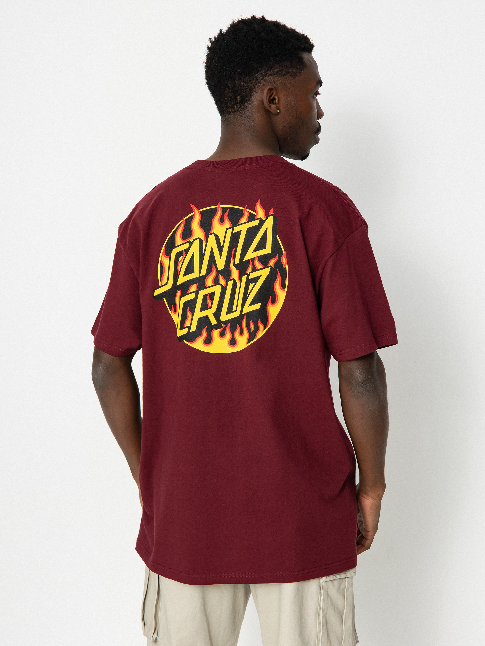 Santa Cruz X Thrasher Flame Dot Póló(burgundy)