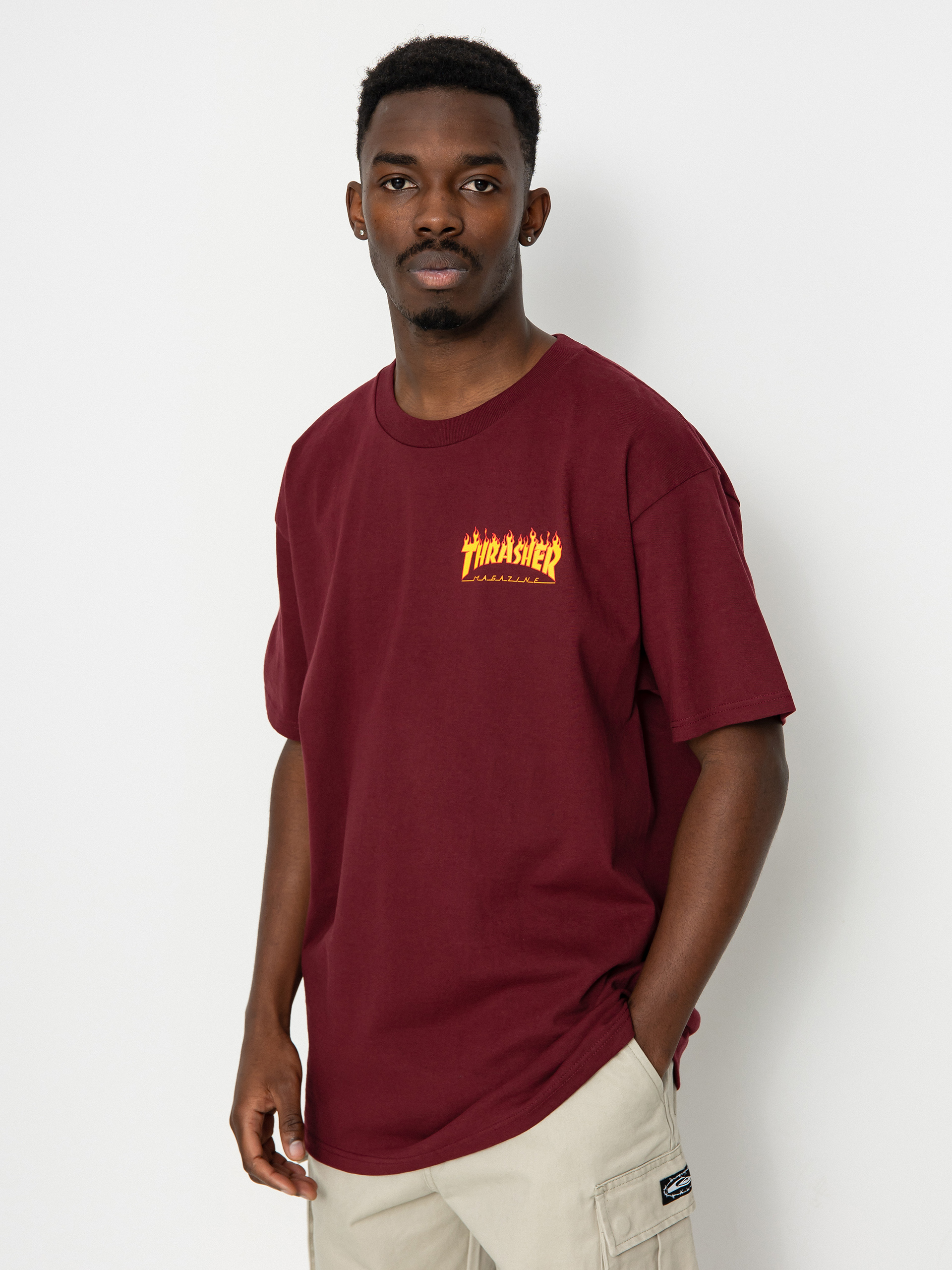 Santa Cruz X Thrasher Flame Dot Póló(burgundy)