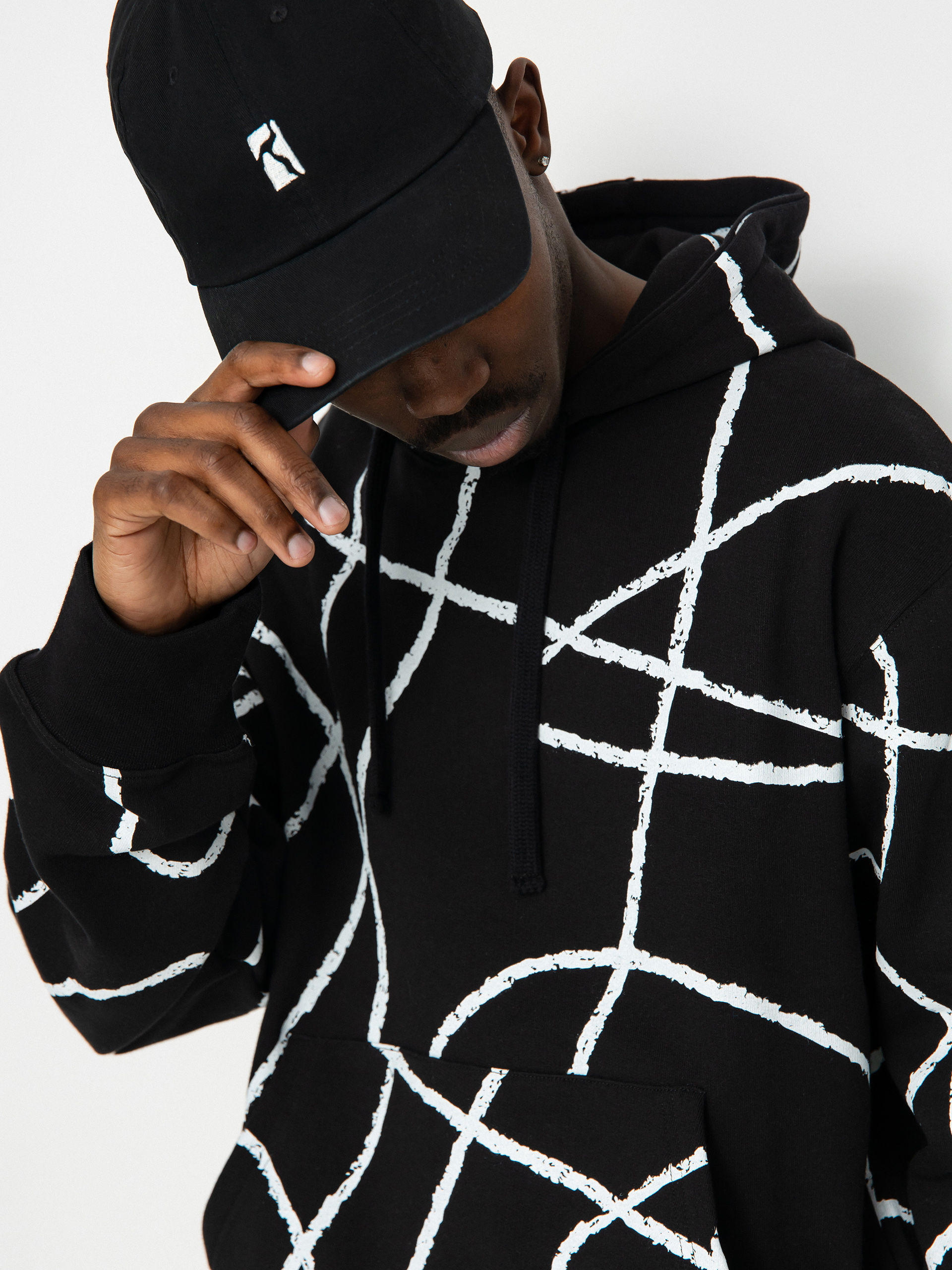 Poetic Collective Doodle Pattern HD Kapucnis pulóver (black)