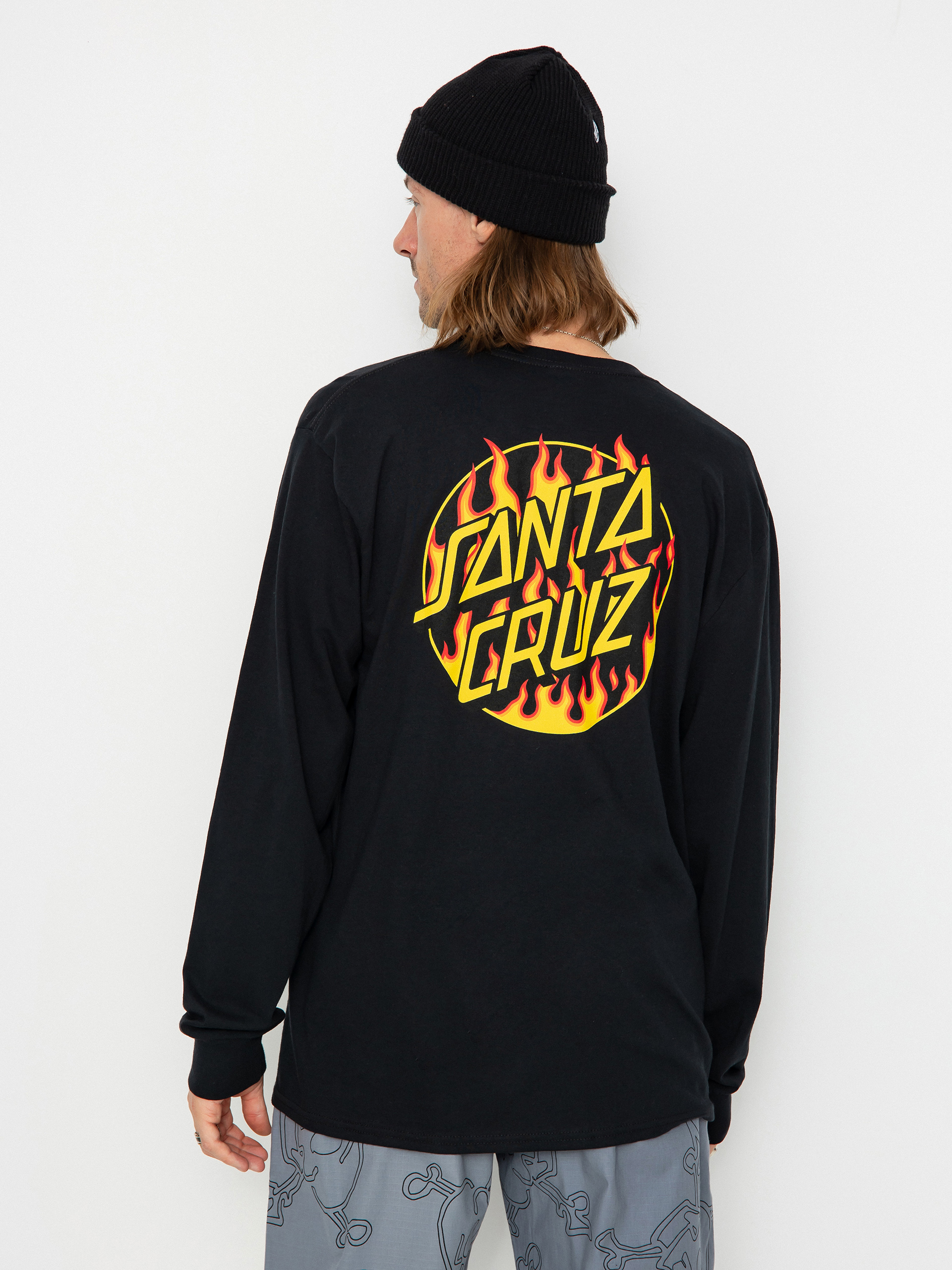 Santa Cruz X Thrasher Flame Dot Hosszú ujjú felső (black)