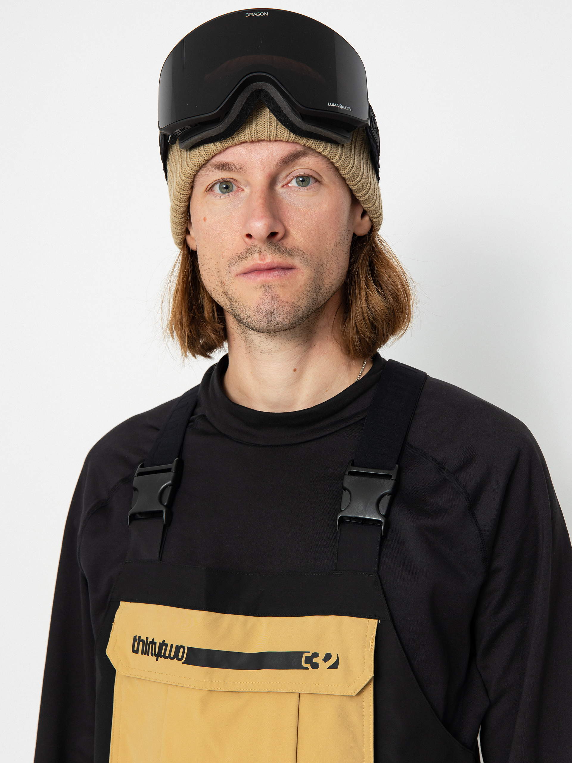 Férfi ThirtyTwo Basement Bib Snowboard nadrág (black/tan)
