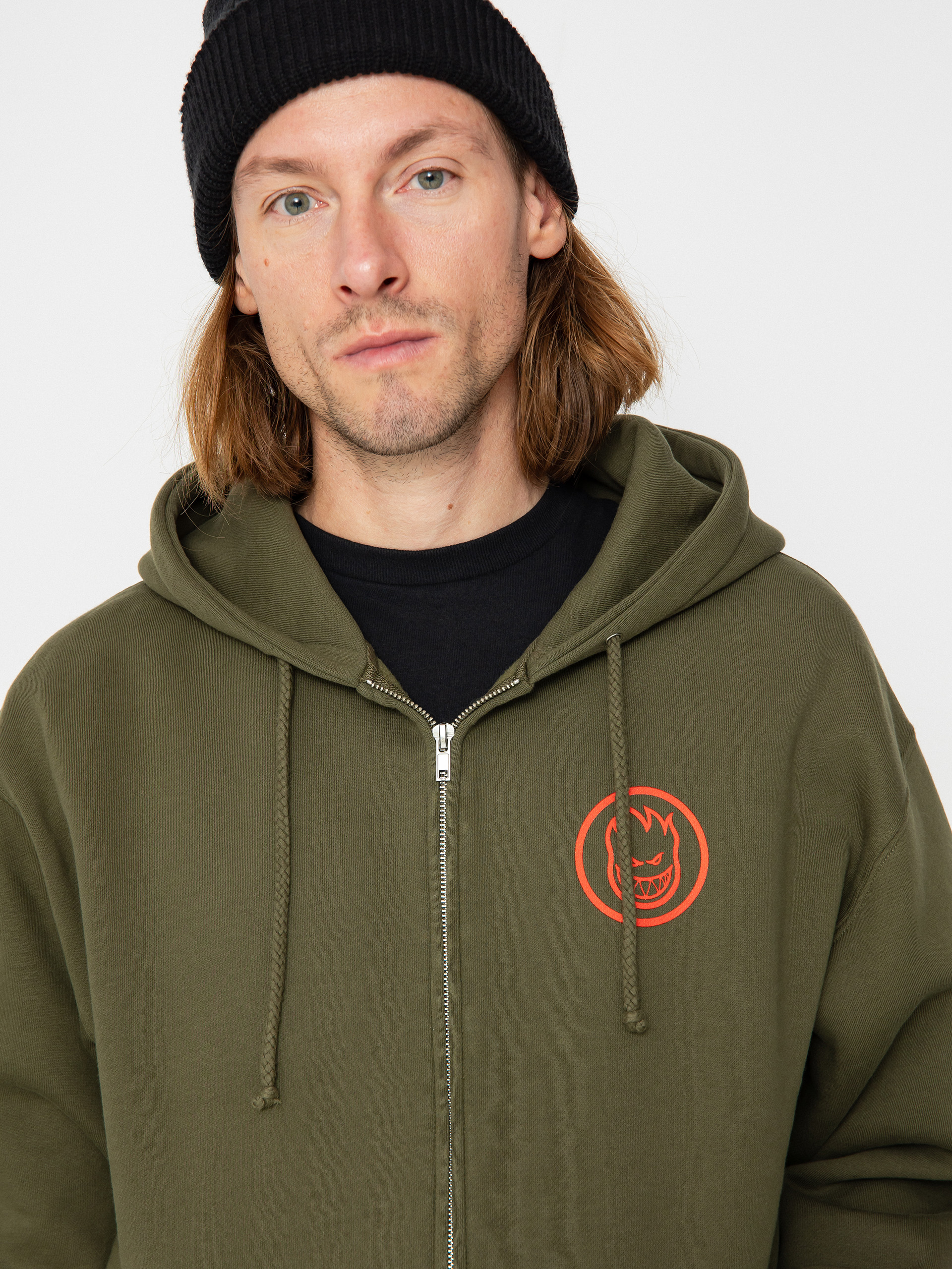 Spitfire Swrld Cls ZHD Kapucnis pulóver (army green/red)