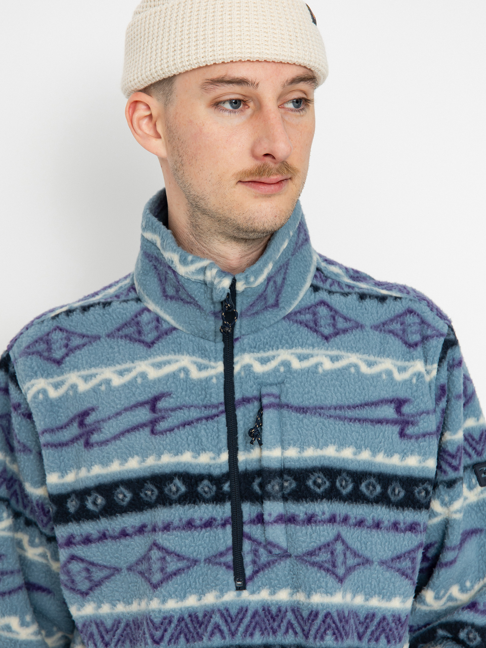 Férfi Billabong Boundary Mock Neck Polár pulóver (washed blue)