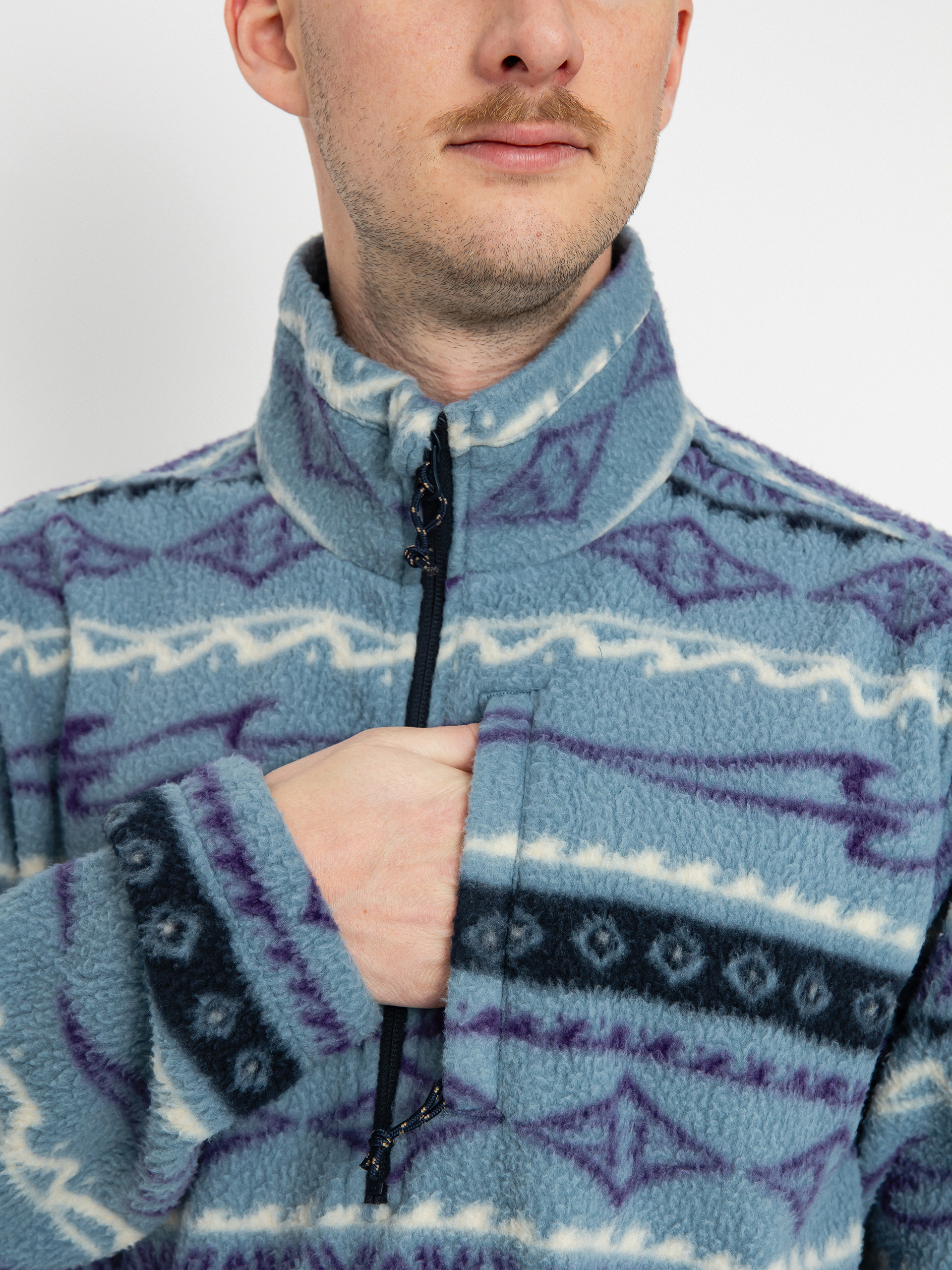 Férfi Billabong Boundary Mock Neck Polár pulóver (washed blue)