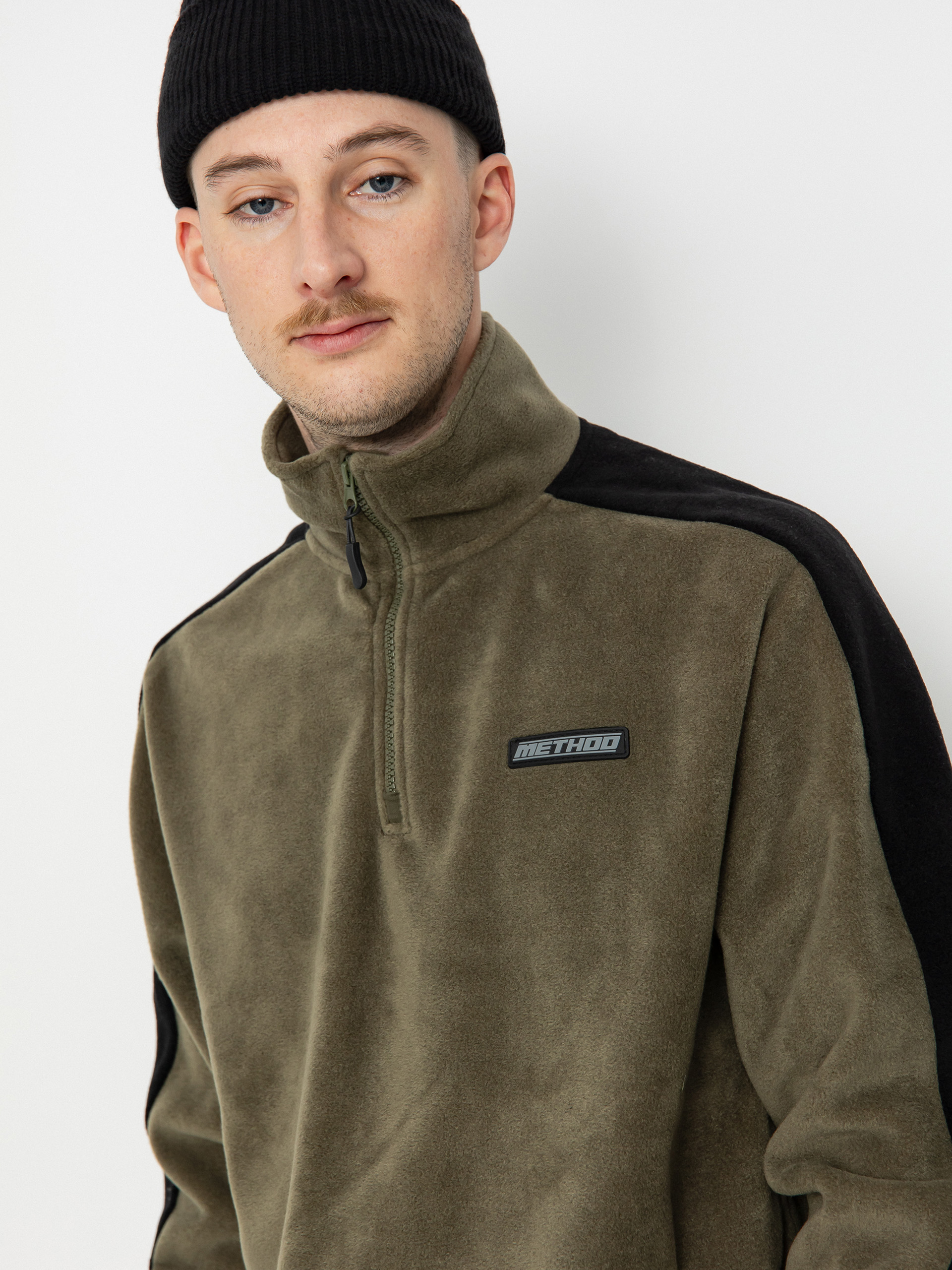 Férfi Method Fast Times 1/4 Zip Polár pulóver (khaki/black)