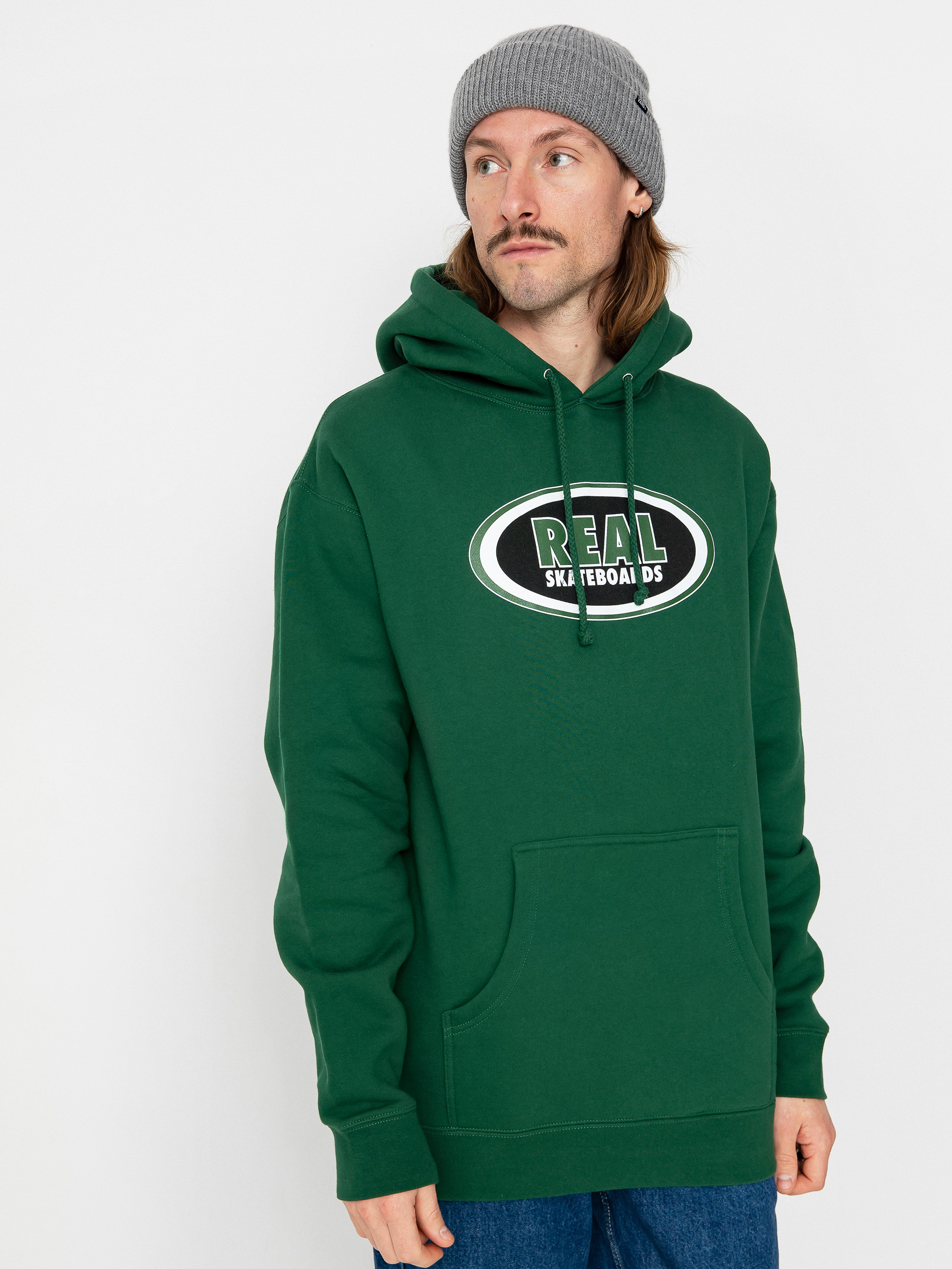 Real Oval HD Kapucnis pulóver (dark green/black/white)