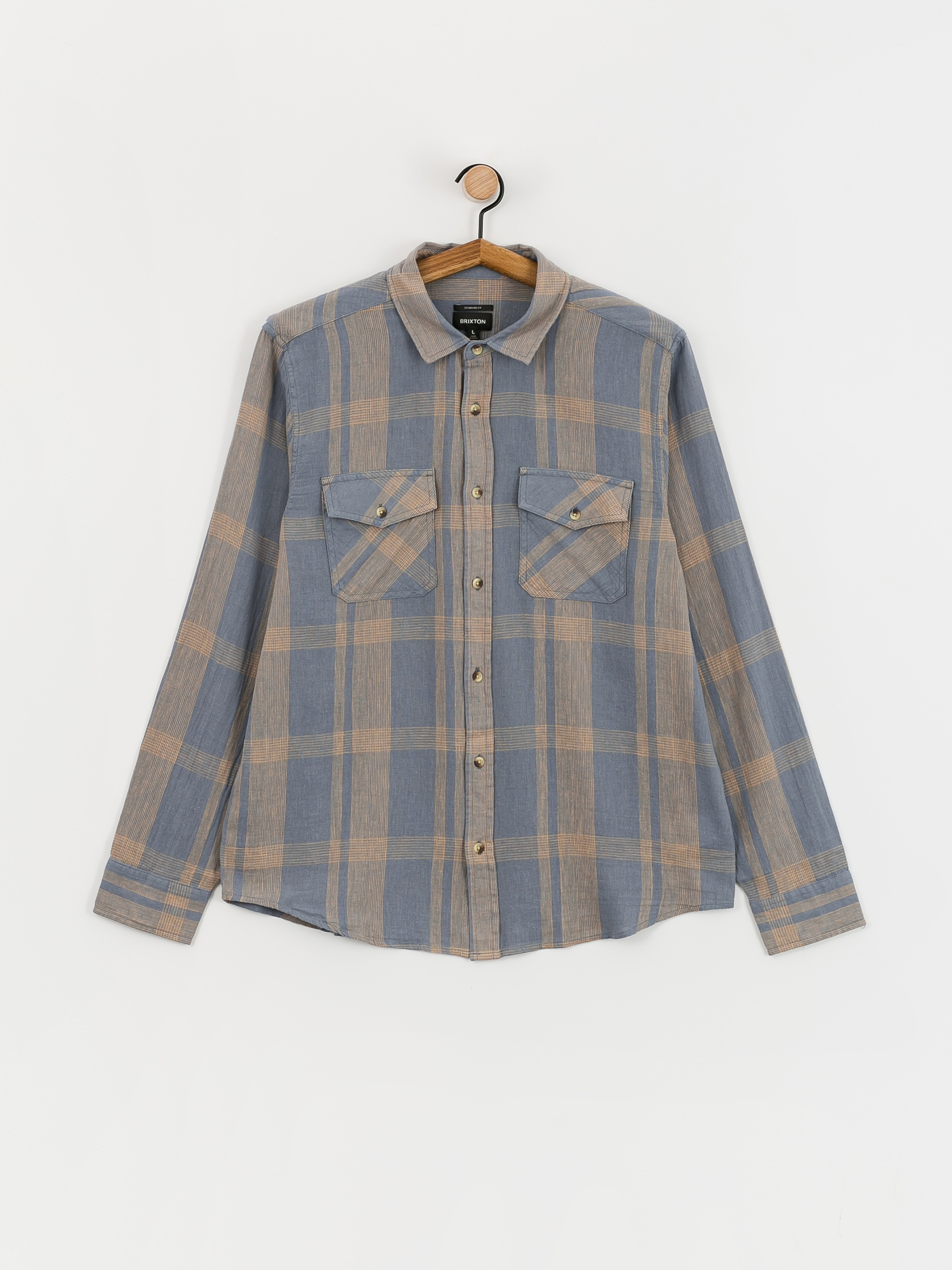 Brixton Memphis Linen Blend Ls Ing (flint stone blue/sand)