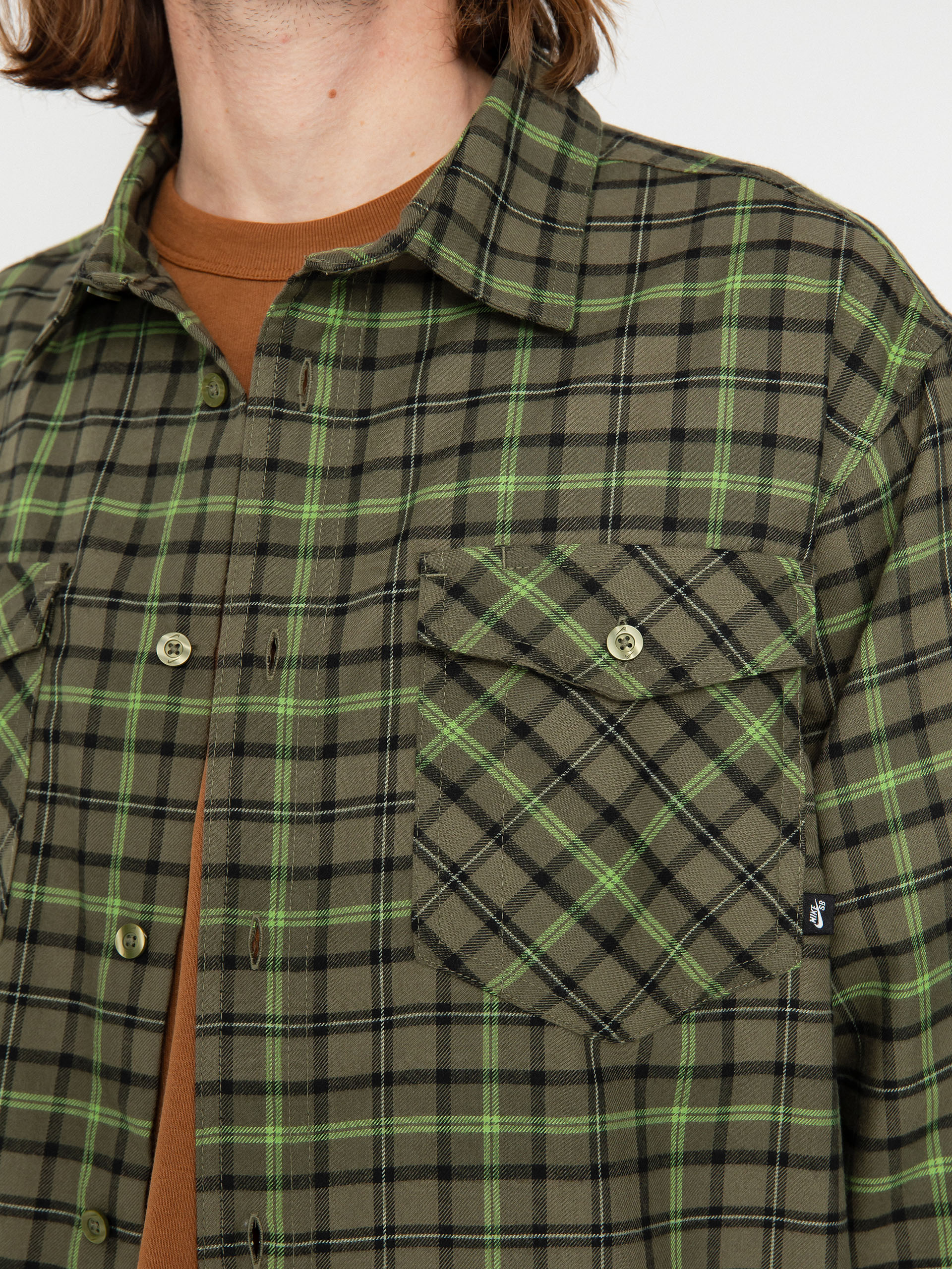 Nike SB Flannel Button Up Ing (medium olive/cargo khaki)