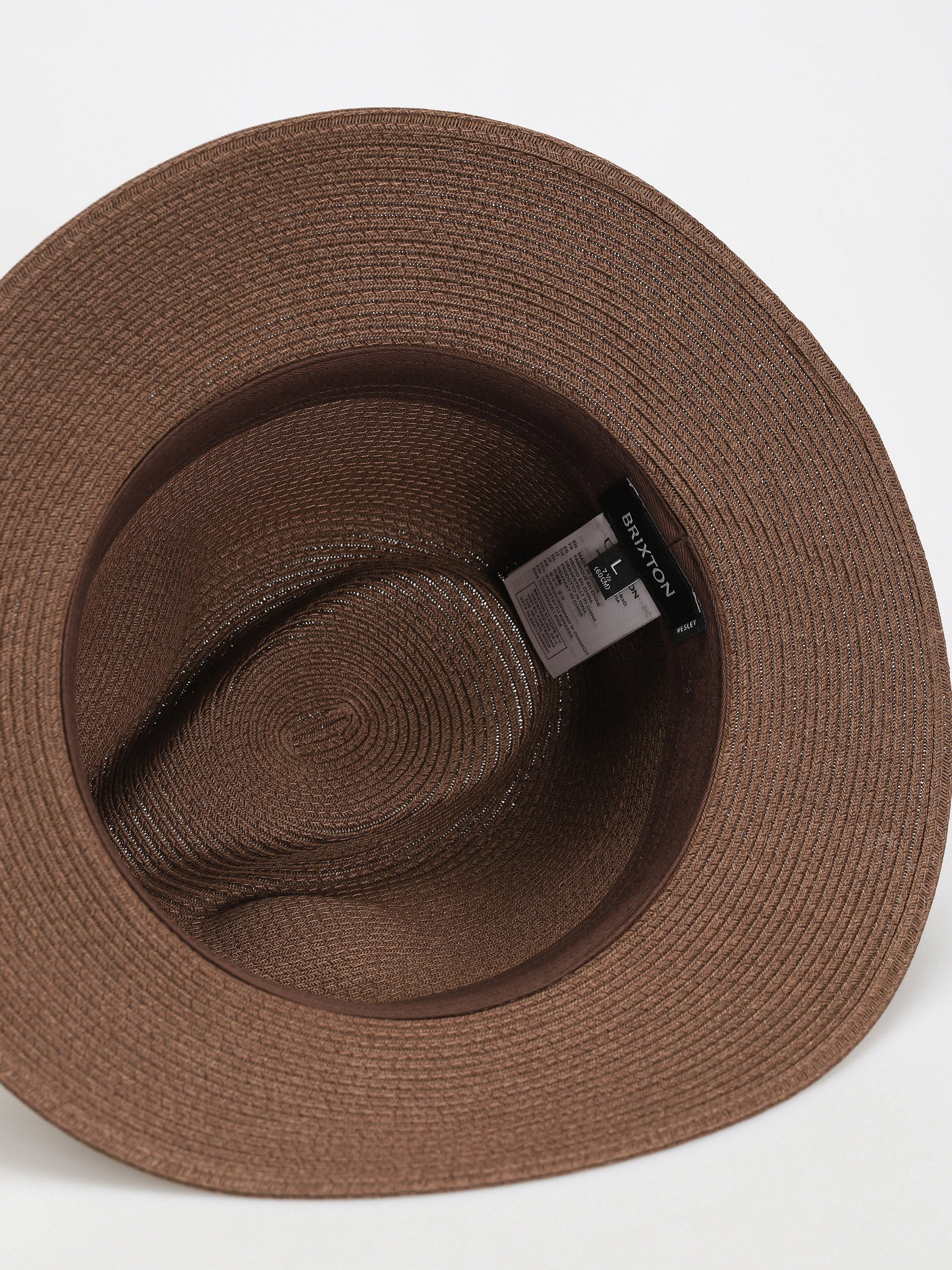 Brixton Wesley Straw Packable Fedora Kalap (dark earth)