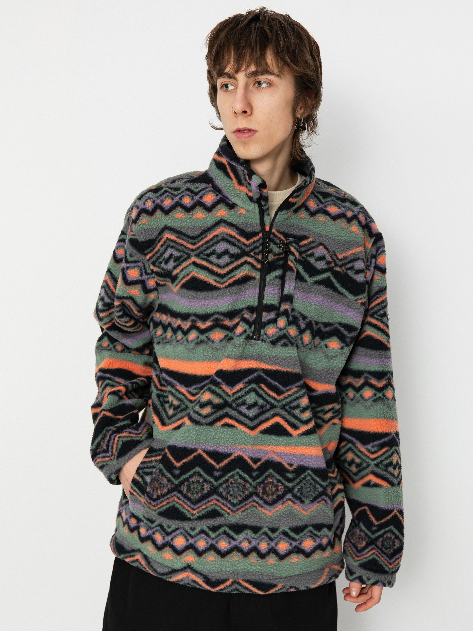 Férfi Billabong Boundary Mock Neck Polár pulóver (grey violet)