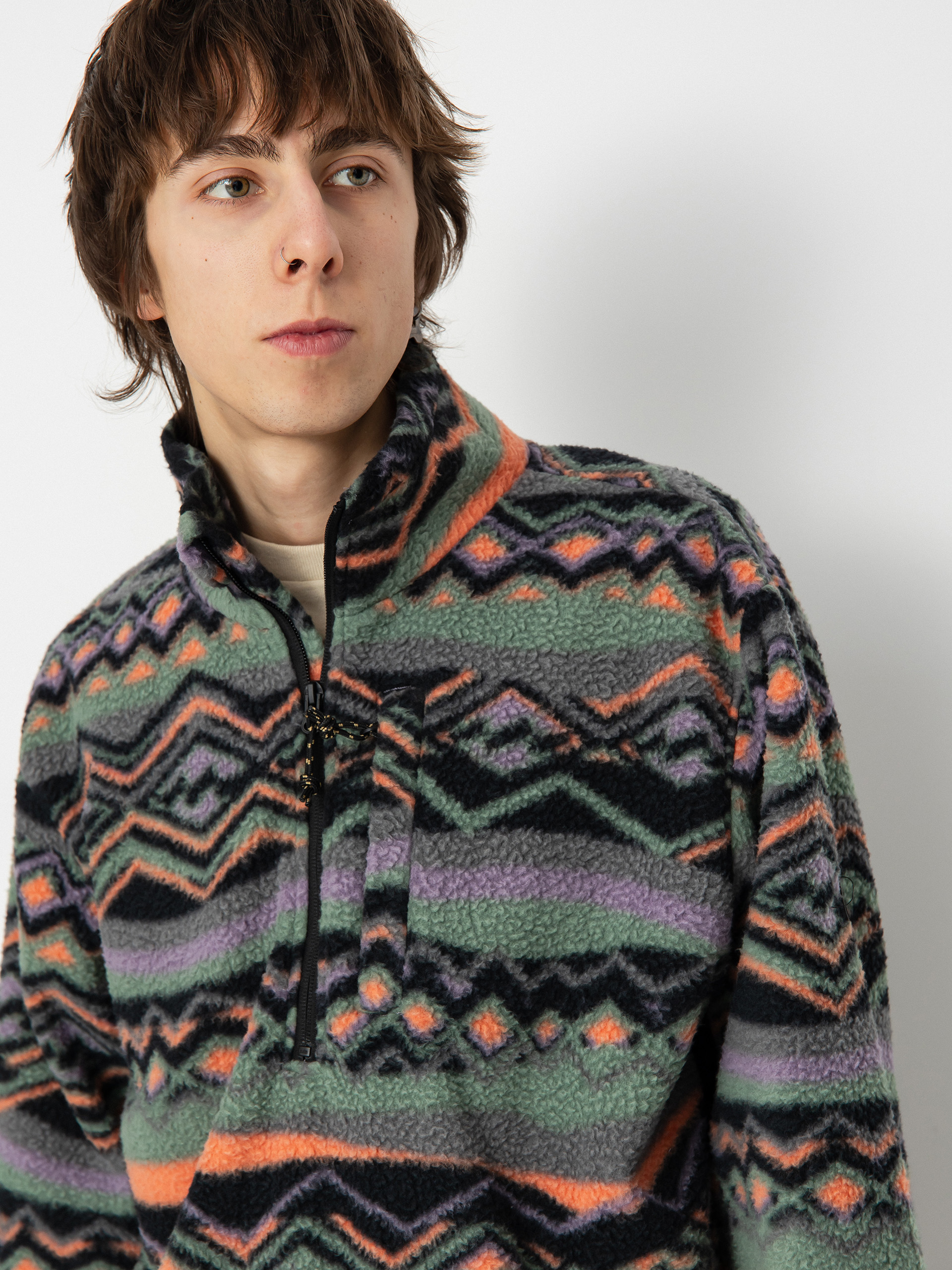 Férfi Billabong Boundary Mock Neck Polár pulóver (grey violet)