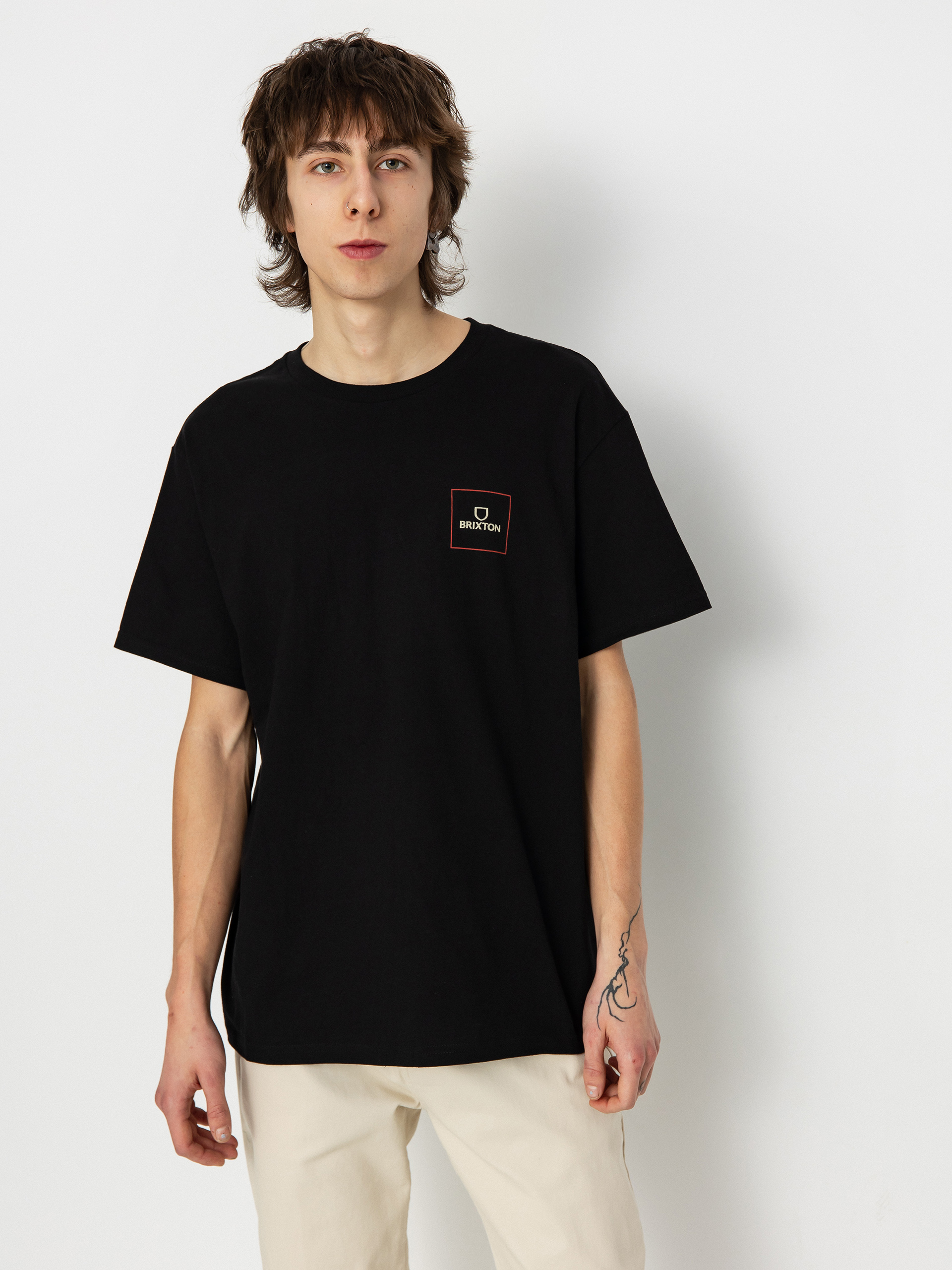 Brixton Alpha Square Stt Póló (black/casa red/sand)