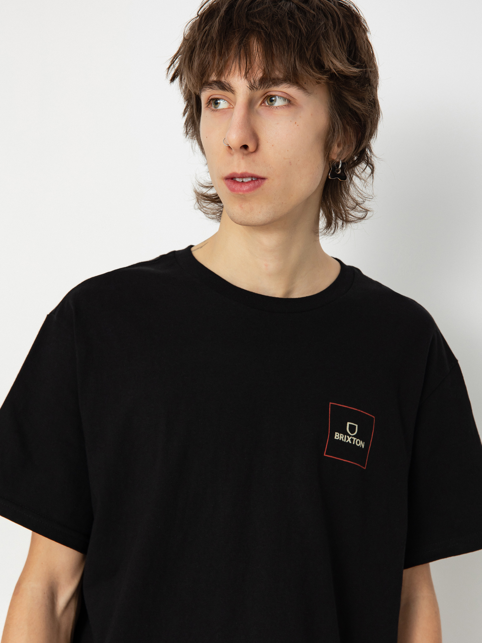 Brixton Alpha Square Stt Póló (black/casa red/sand)