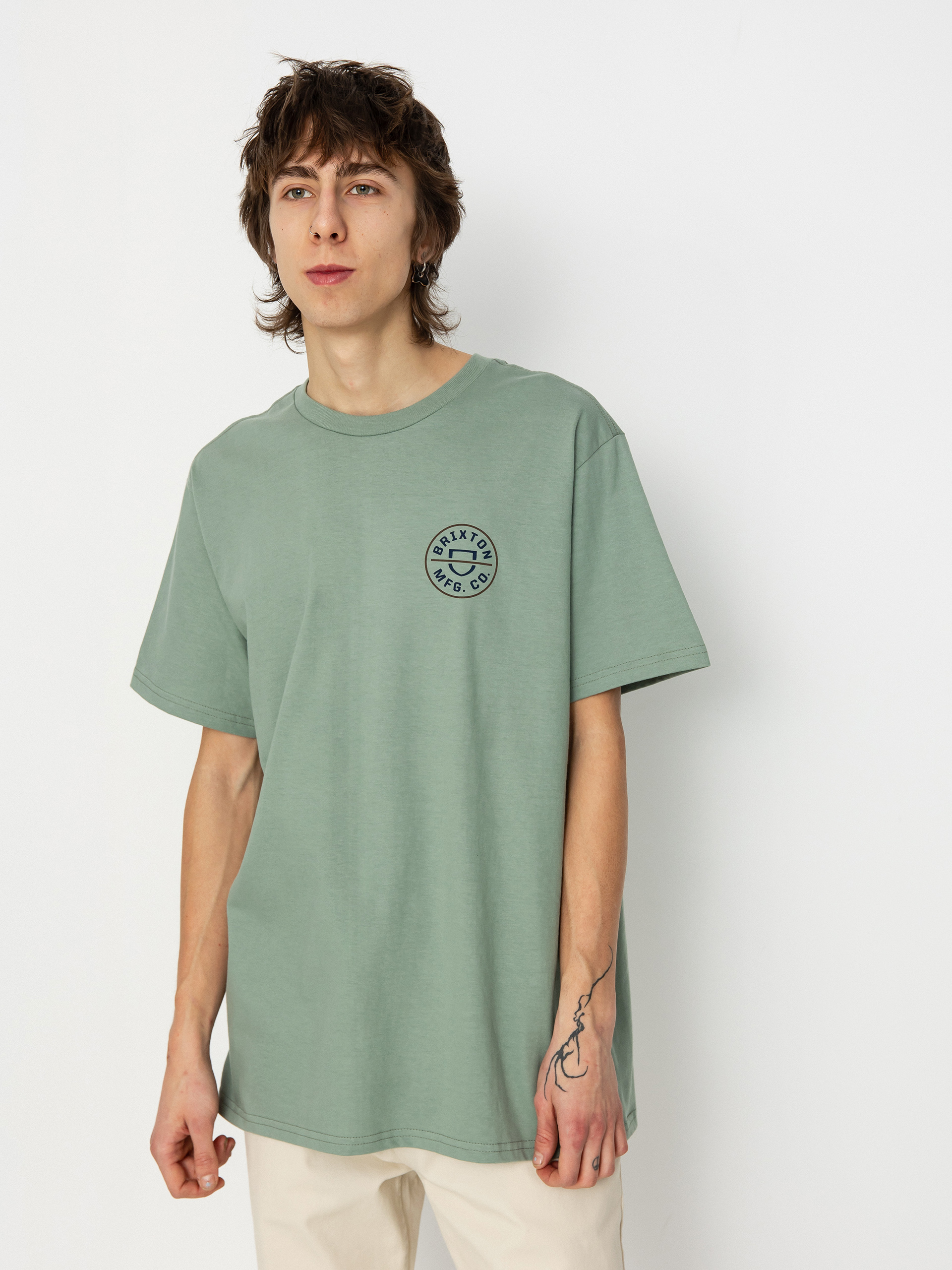 Brixton Crest II Stt Póló (chinois green/washed navy/sepi)