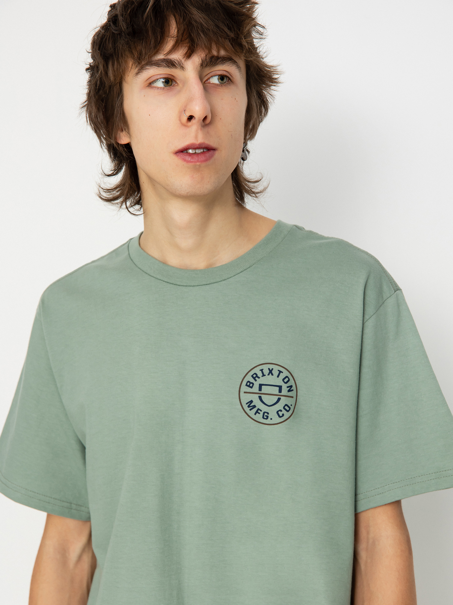 Brixton Crest II Stt Póló (chinois green/washed navy/sepi)