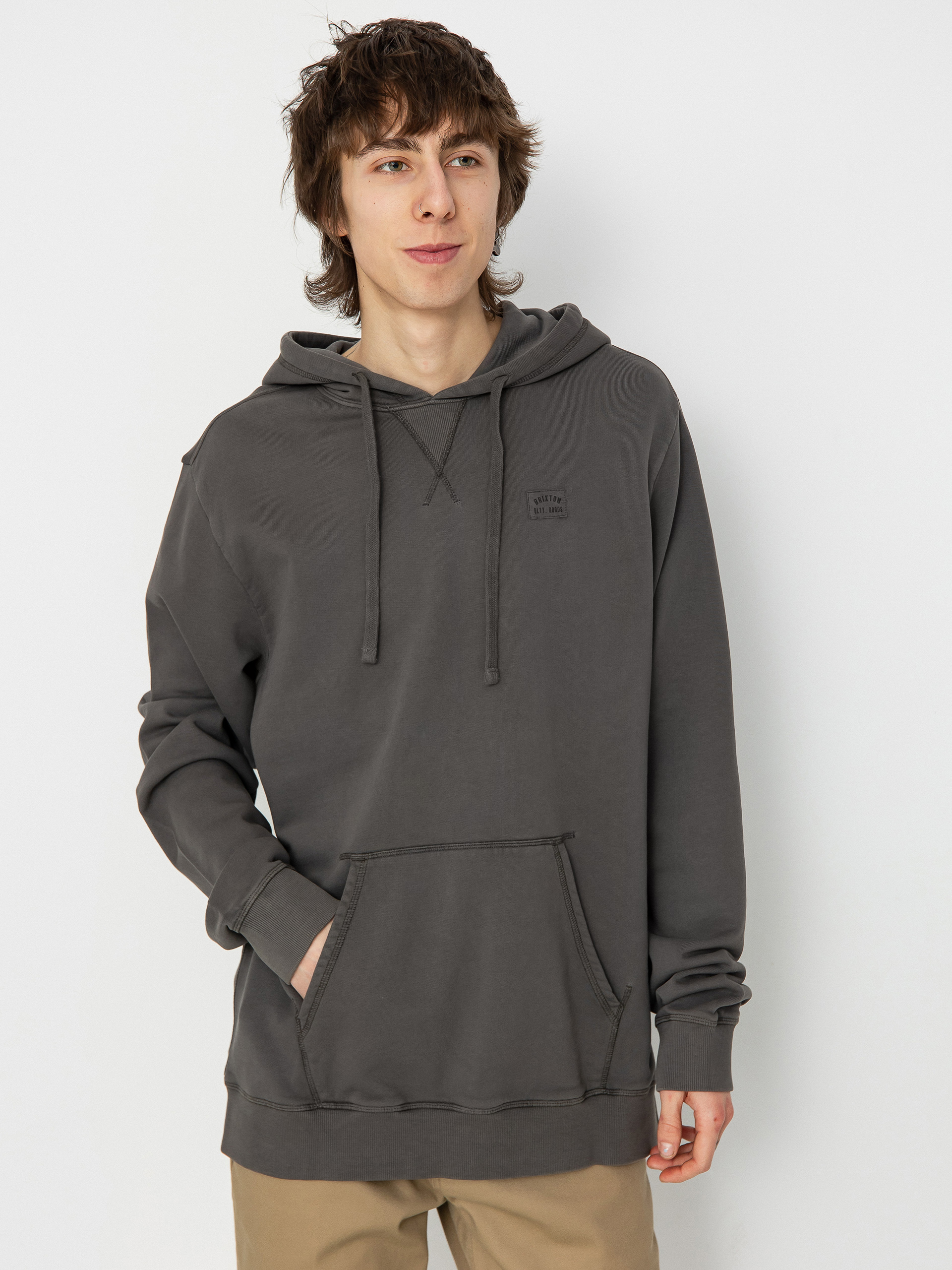 Brixton Vintage Reserve Cl Ft Kapucnis pulóver (charcoal sol wash)