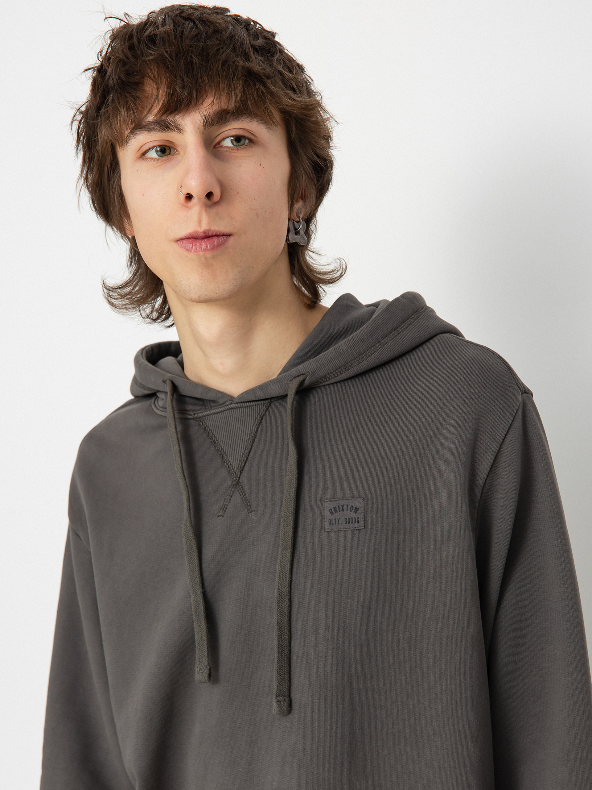 Brixton Vintage Reserve Cl Ft Kapucnis pulóver (charcoal sol wash)