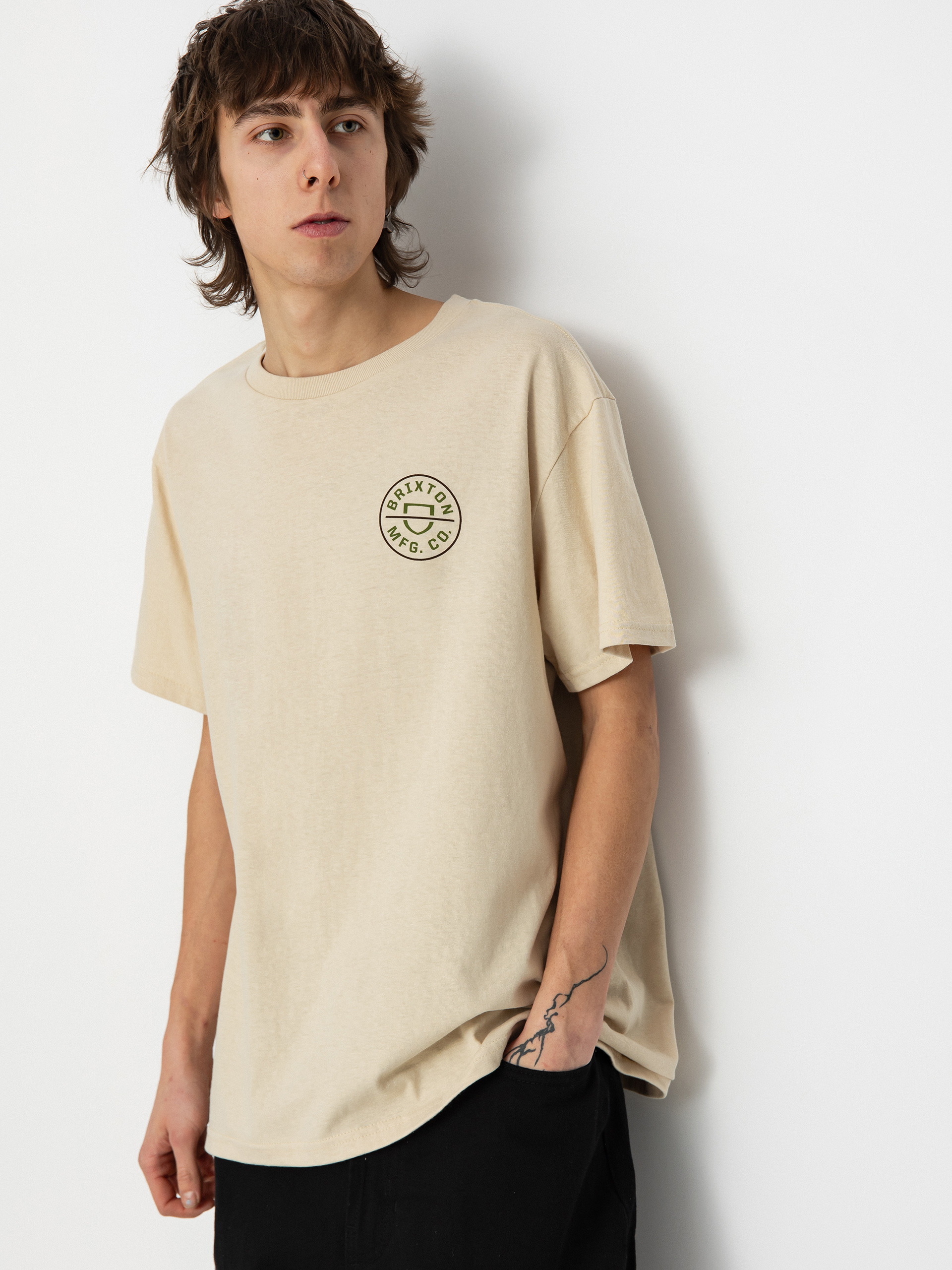 Brixton Crest II Stt Póló (cream/sea kelp/sepia)
