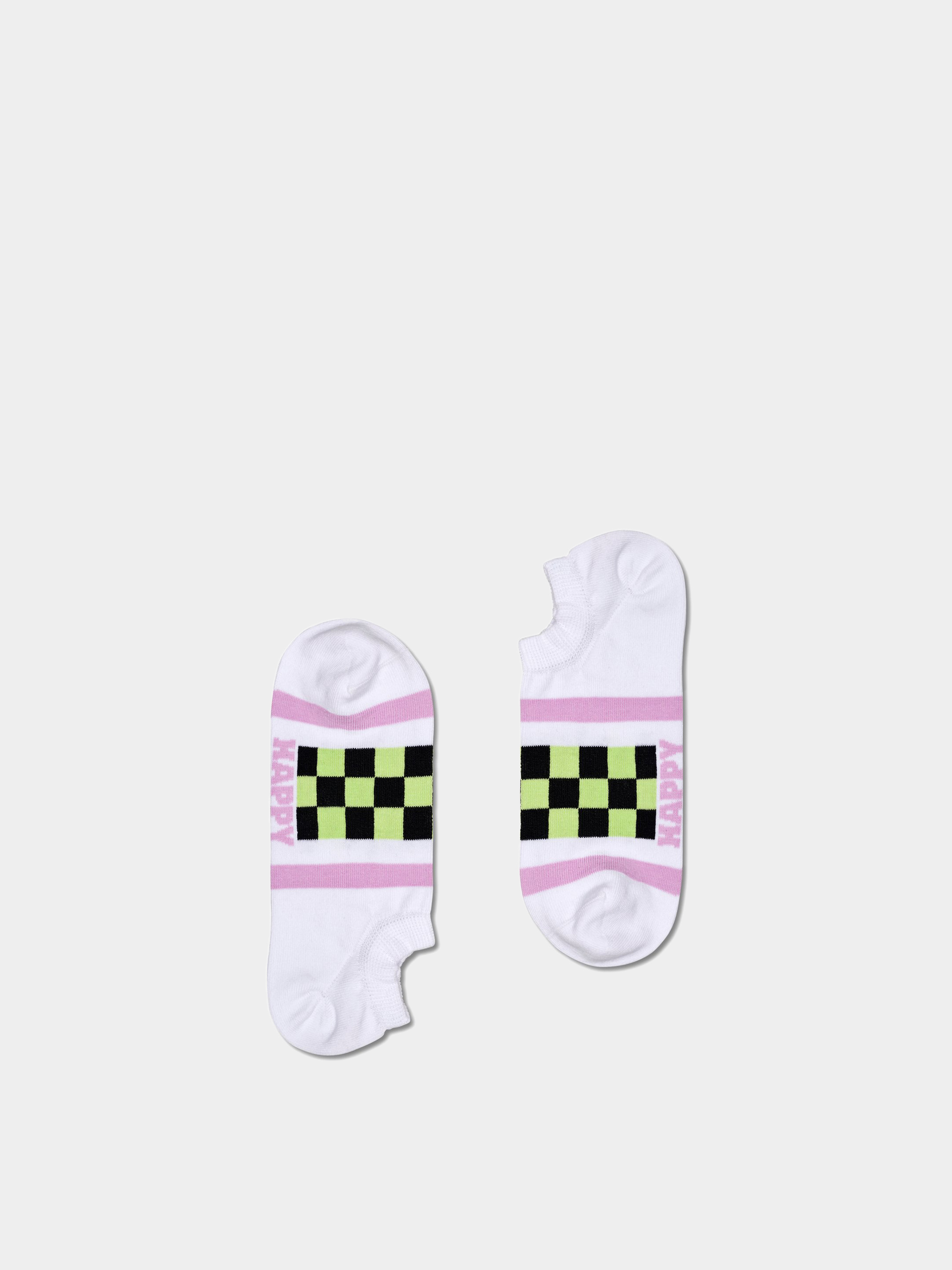 Happy Socks 3-Pack Checked Stripe No Show Zokni (white)