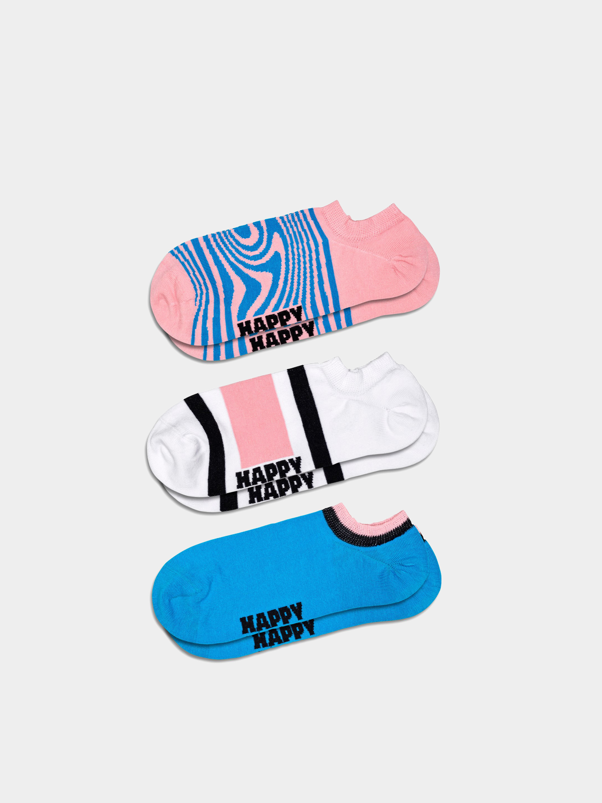 Happy Socks 3-Pack Dizzy No Show Zokni (light pink)
