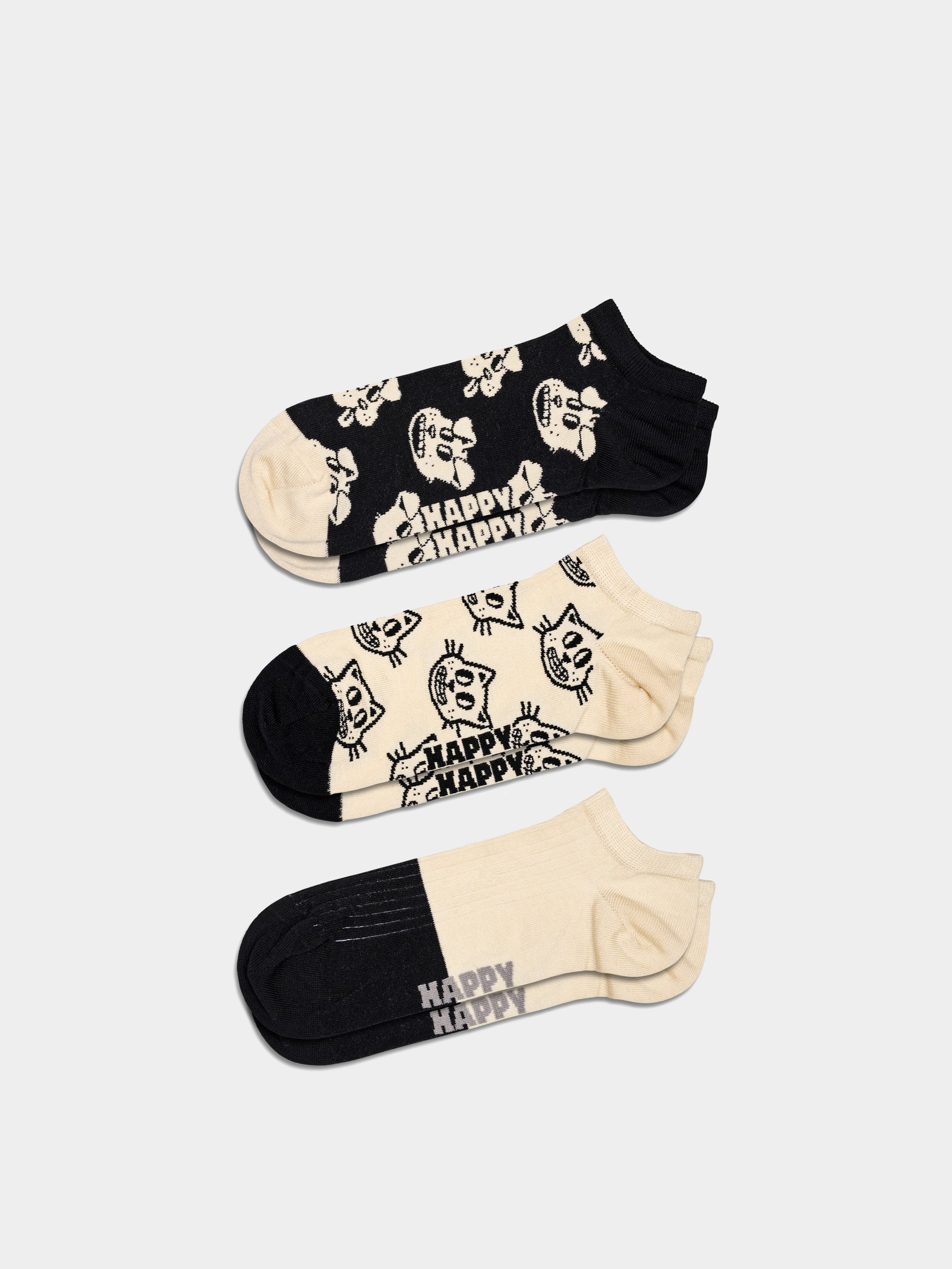 Happy Socks 3-Pack Pets Low Zokni (black)