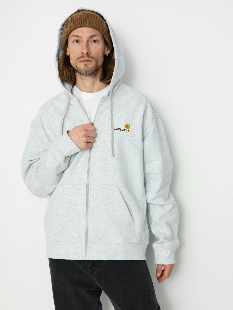 Carhartt WIP American Script ZHD Kapucnis pulóver (ash heather)