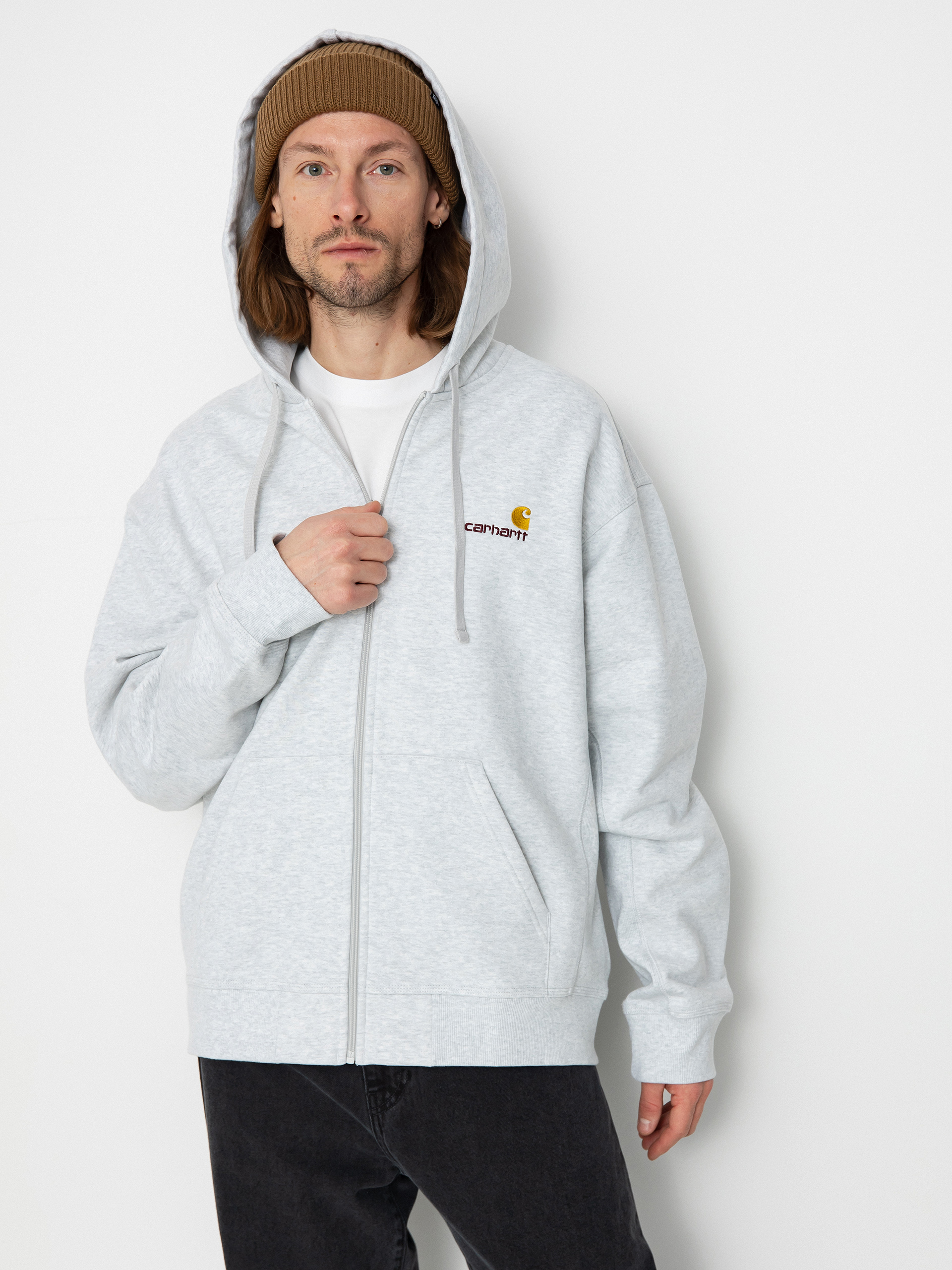 Carhartt WIP American Script ZHD Kapucnis pulu00f3ver (ash heather)