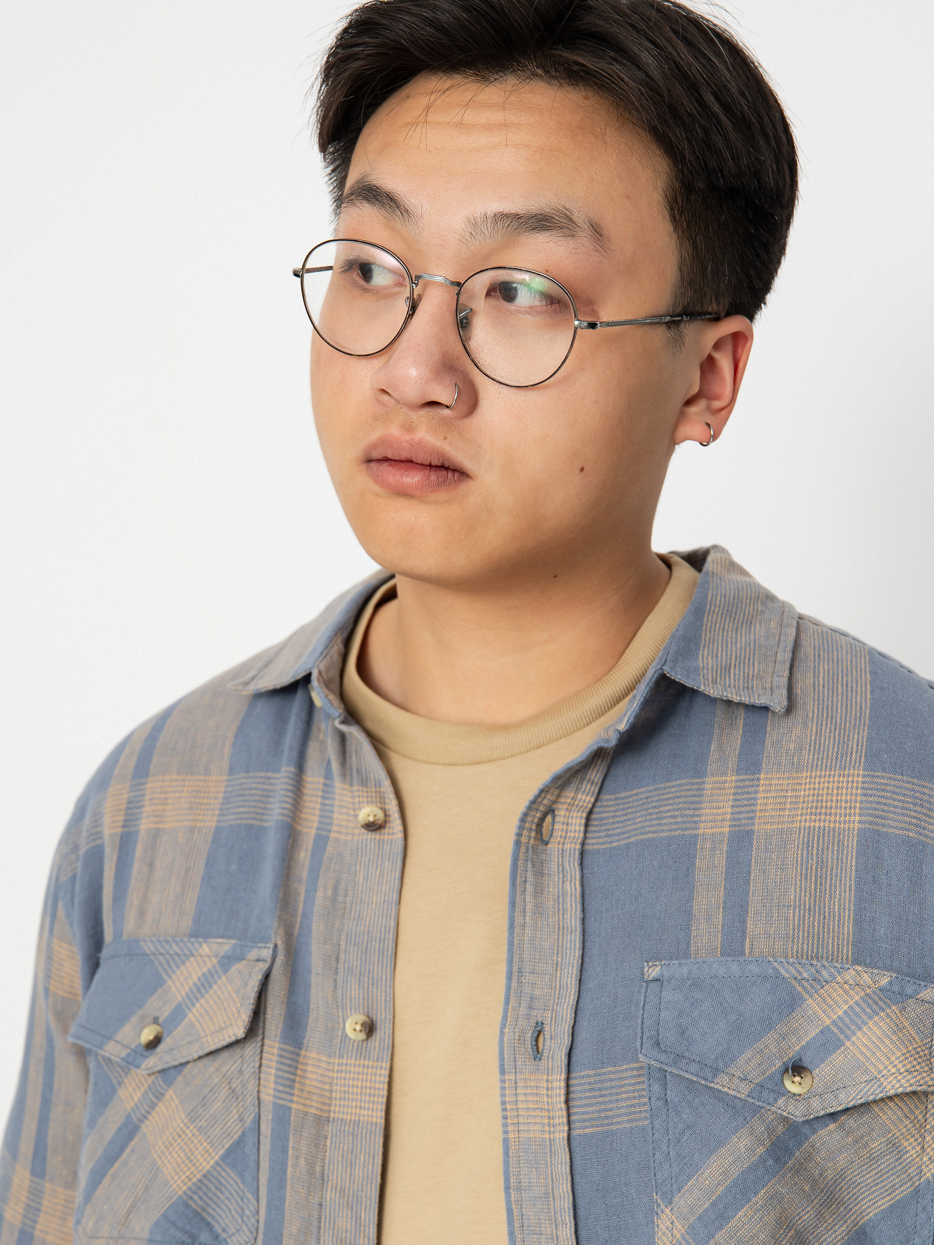 Brixton Memphis Linen Blend Ls Ing (flint stone blue/sand)