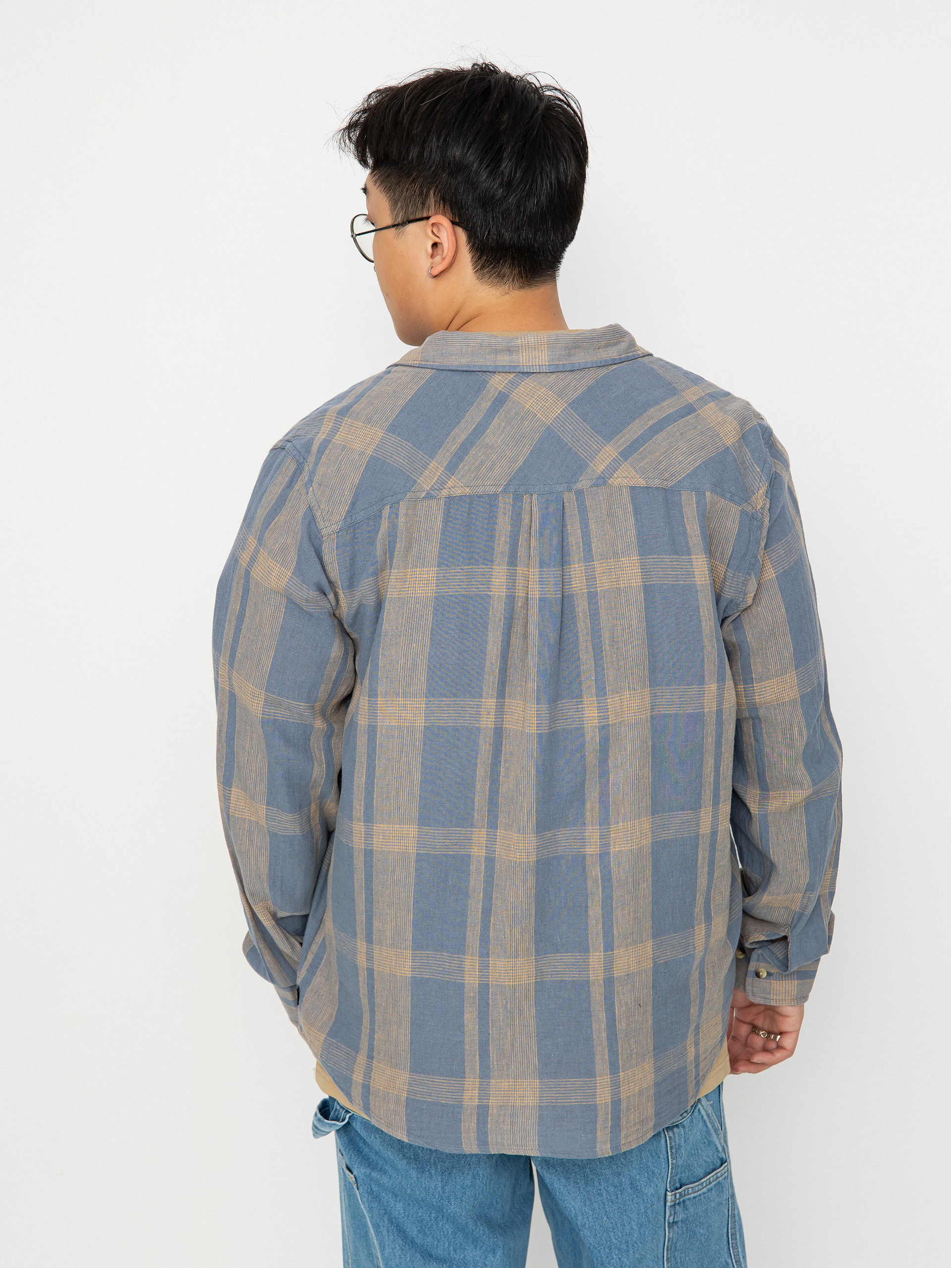 Brixton Memphis Linen Blend Ls Ing (flint stone blue/sand)