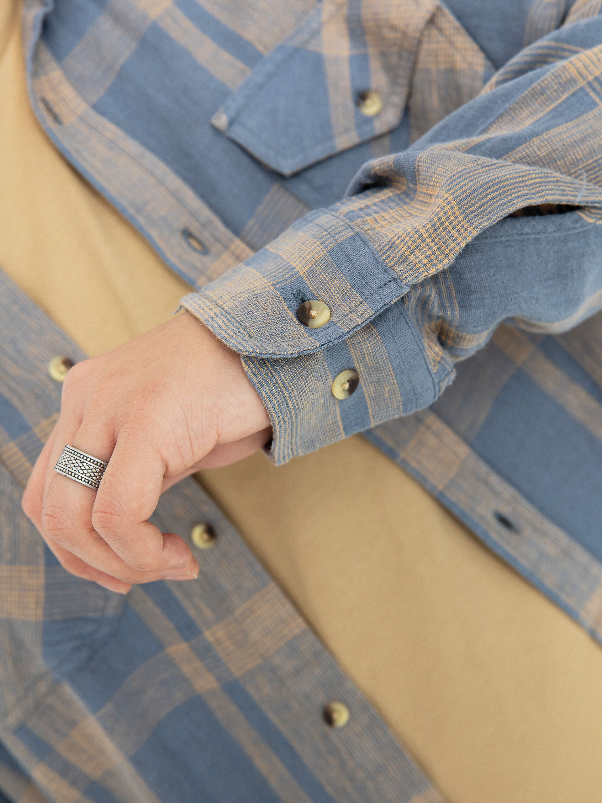 Brixton Memphis Linen Blend Ls Ing (flint stone blue/sand)