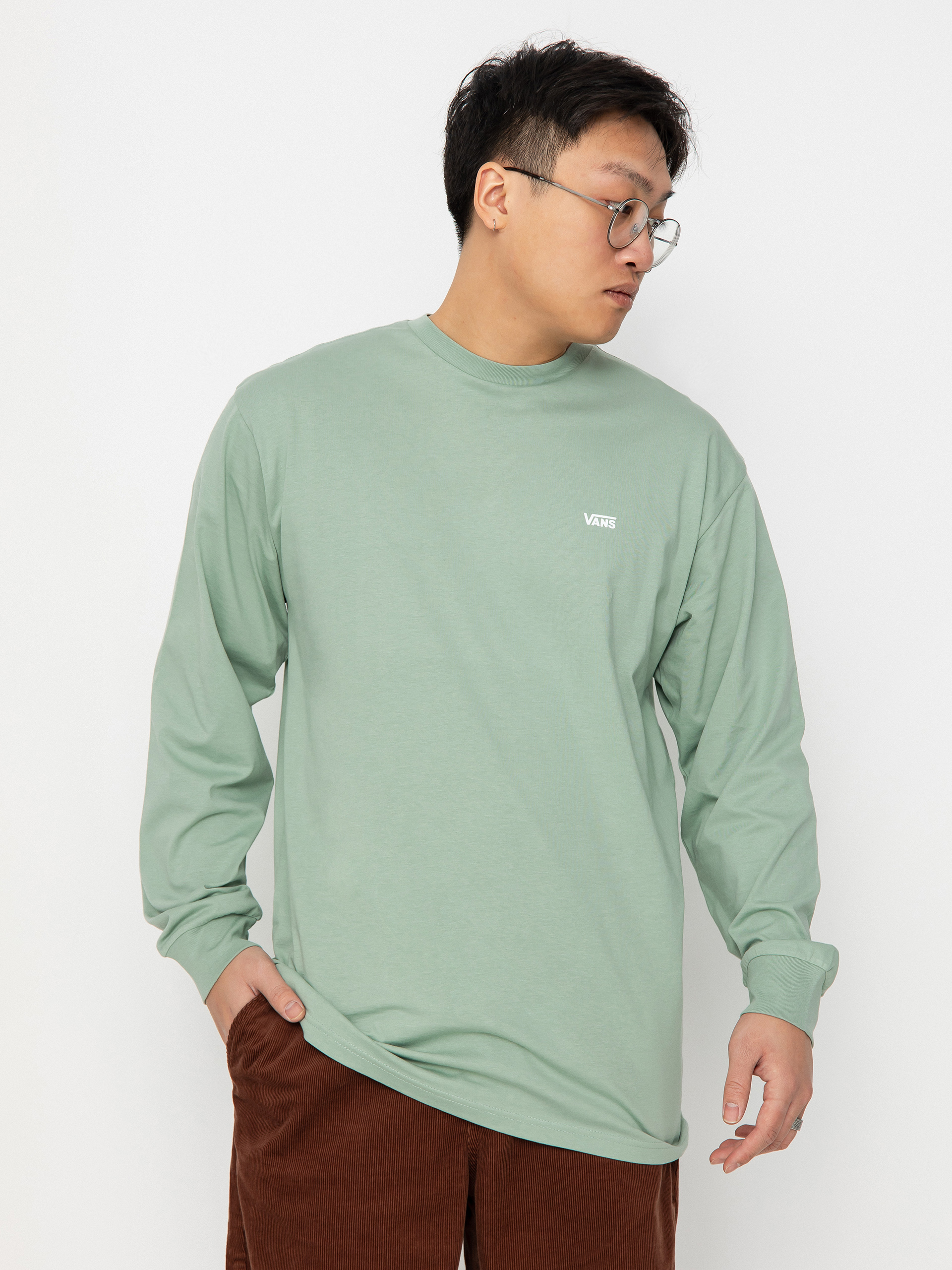 Vans Left Chest Hit Hosszú ujjú felső (iceberg green/white)