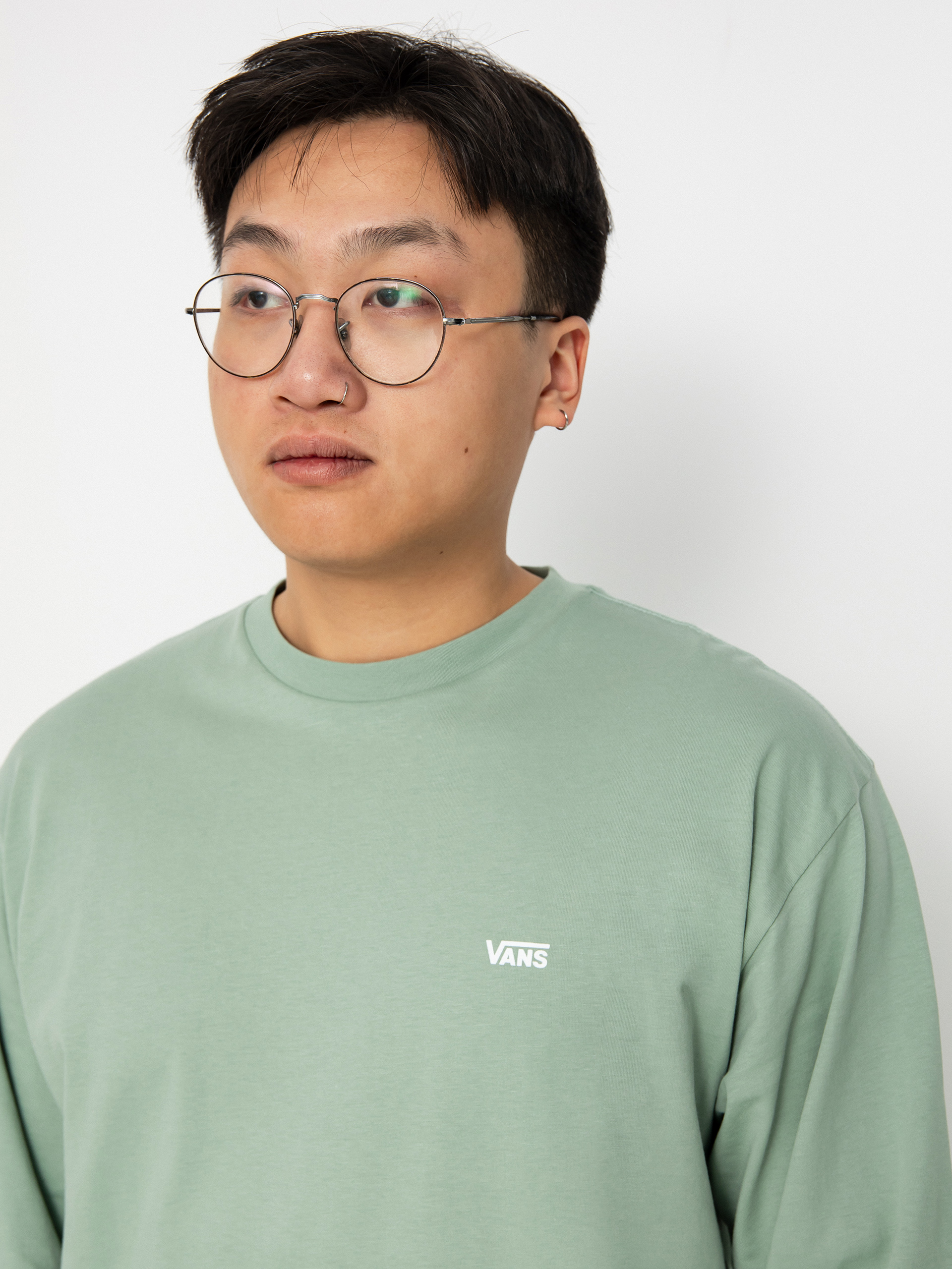 Vans Left Chest Hit Hosszú ujjú felső (iceberg green/white)