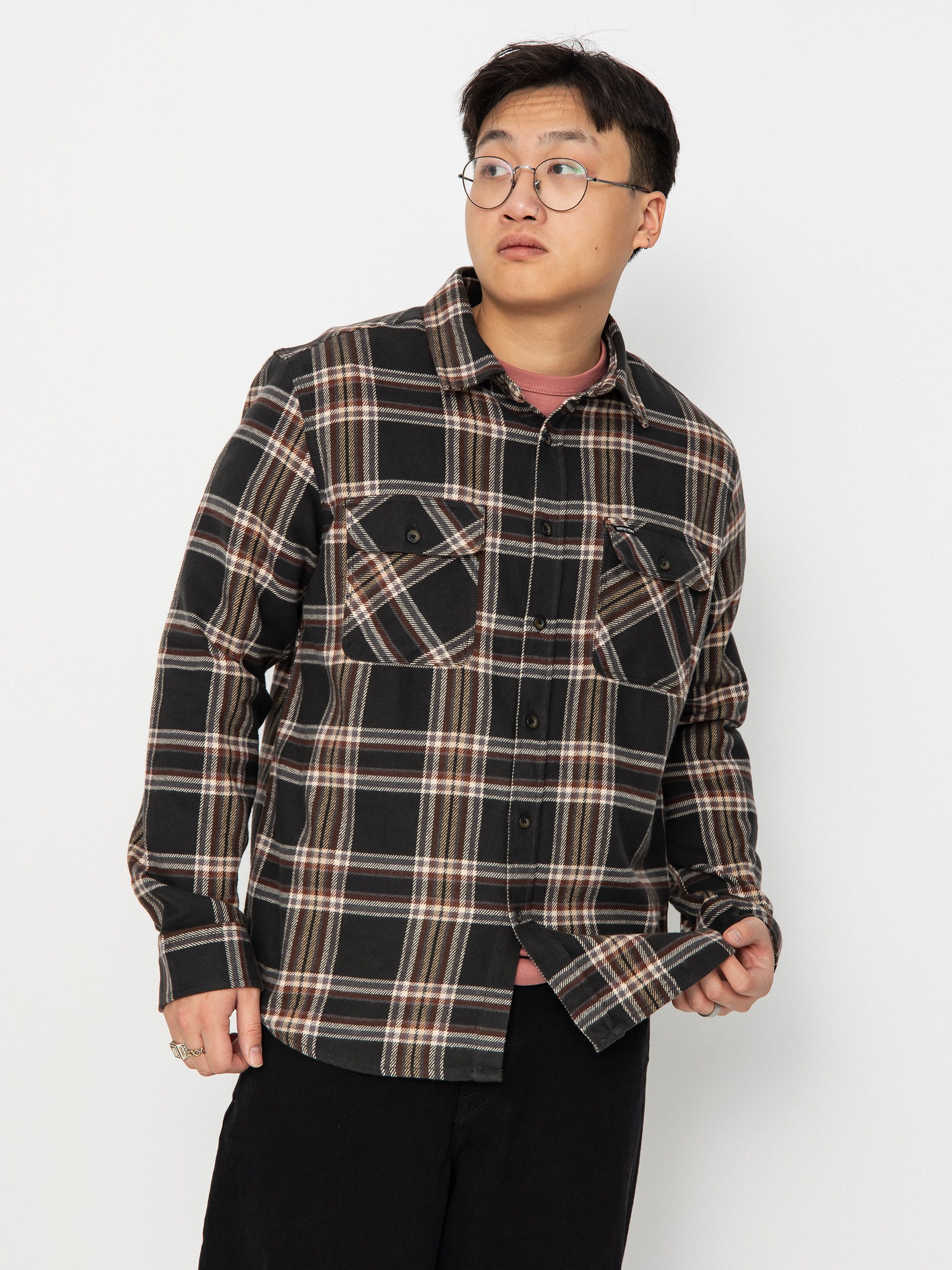 Brixton Bowery Flannel Ls Ing (black/charcoal/off white)