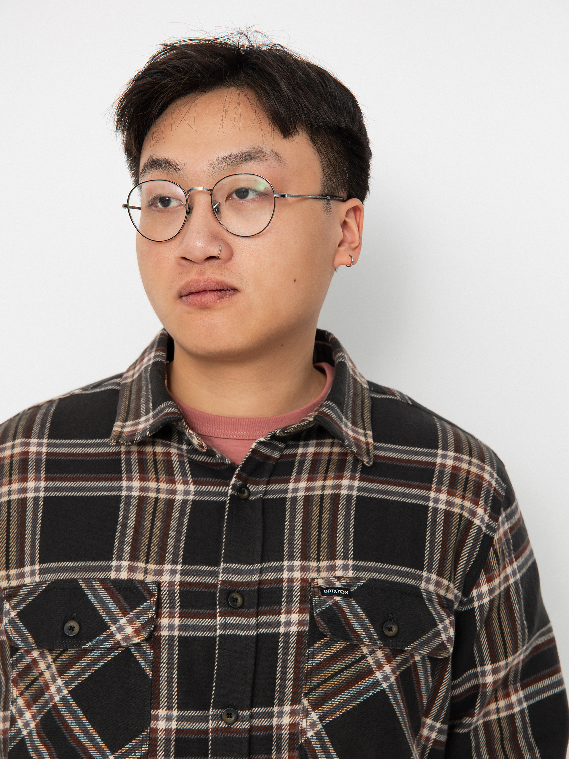 Brixton Bowery Flannel Ls Ing (black/charcoal/off white)