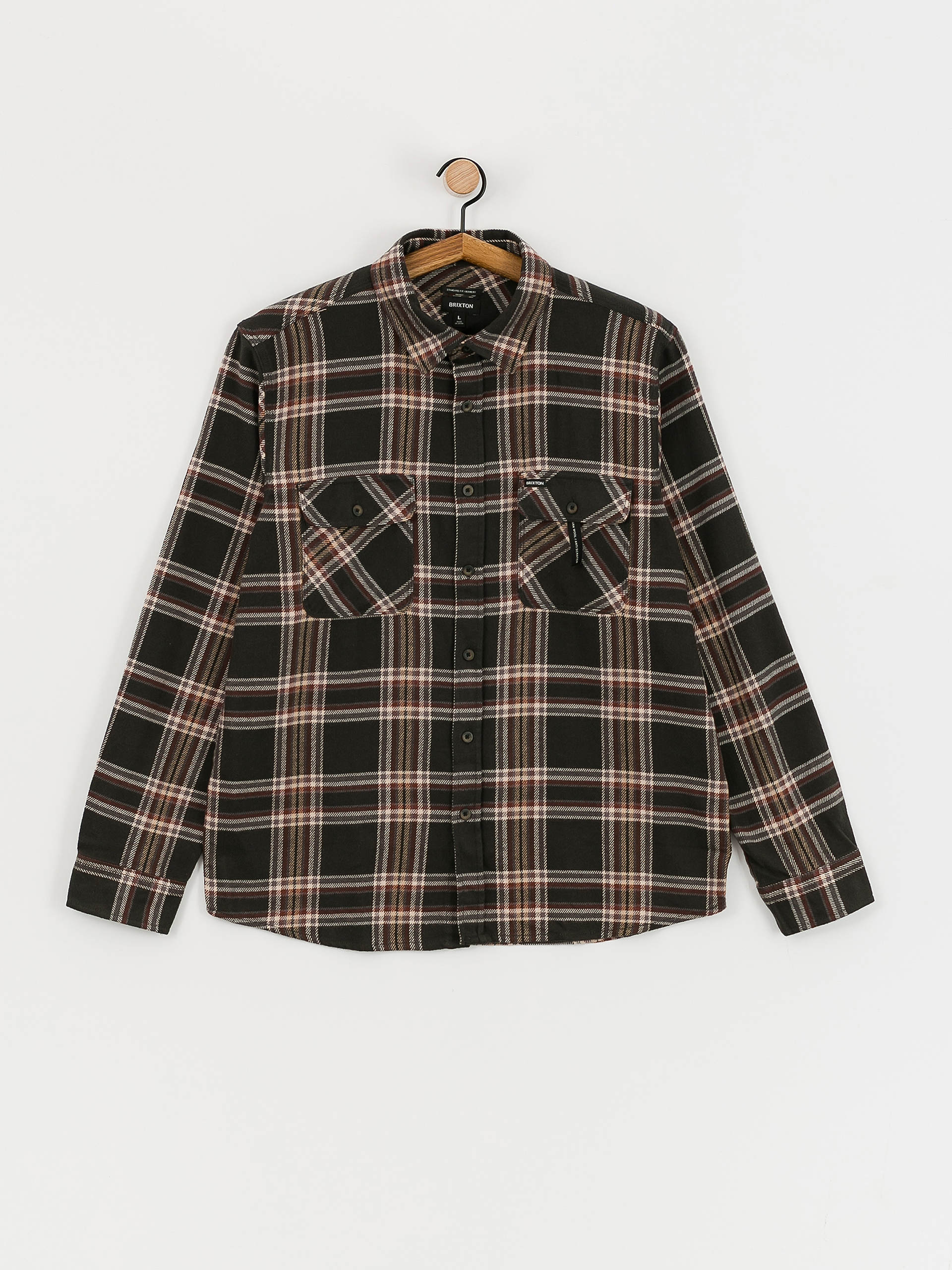 Brixton Bowery Flannel Ls Ing (black/charcoal/off white)