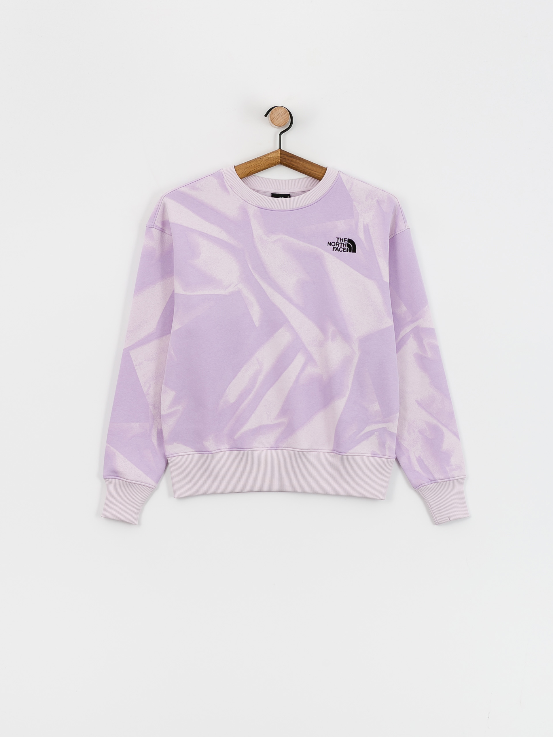 The North Face Essential Crew Print Wmn Pulóver (icy lilac garment fold)