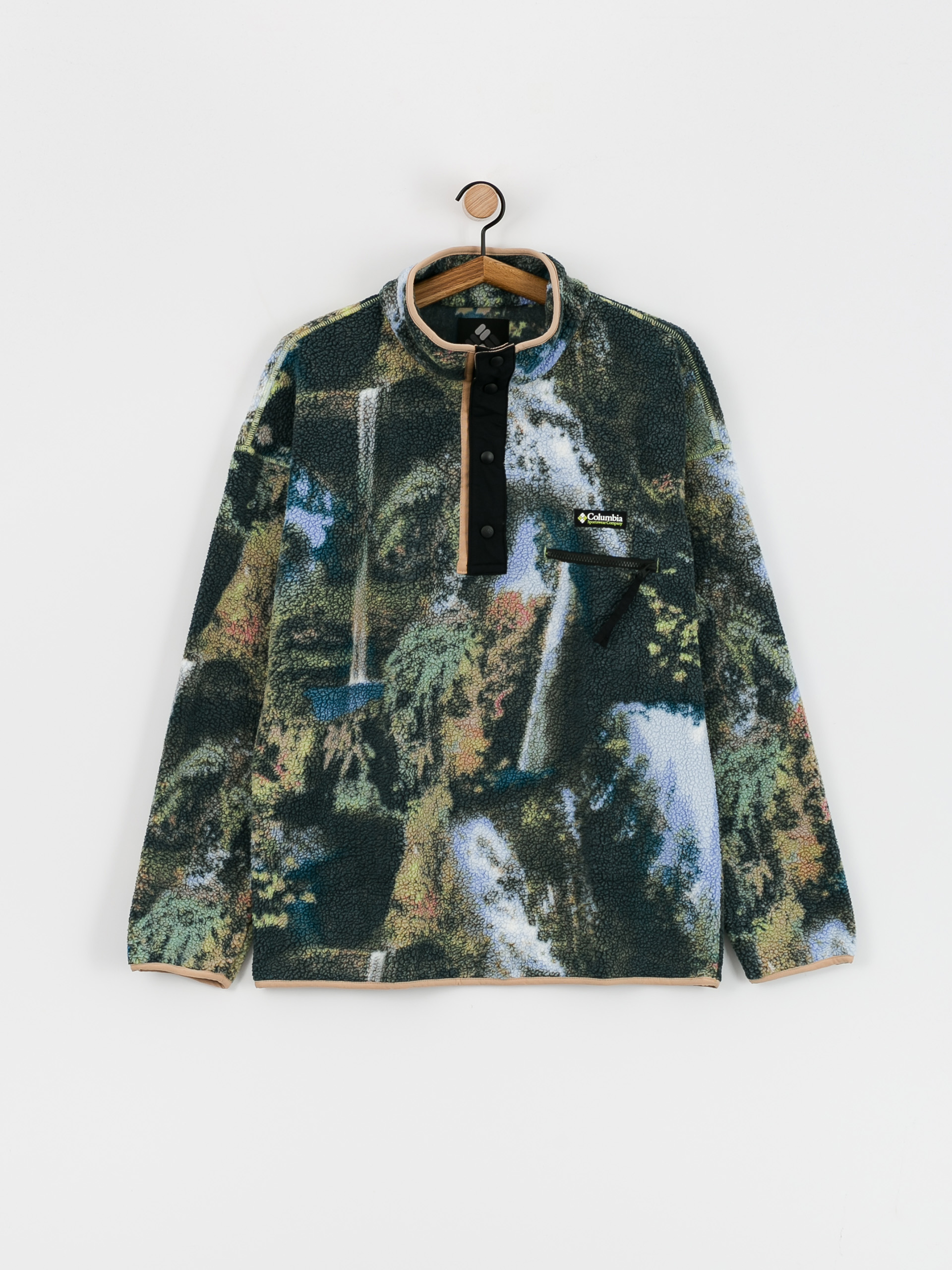 Férfi Columbia Helvetia Polár pulóver (napa green chasing falls print/black/c)
