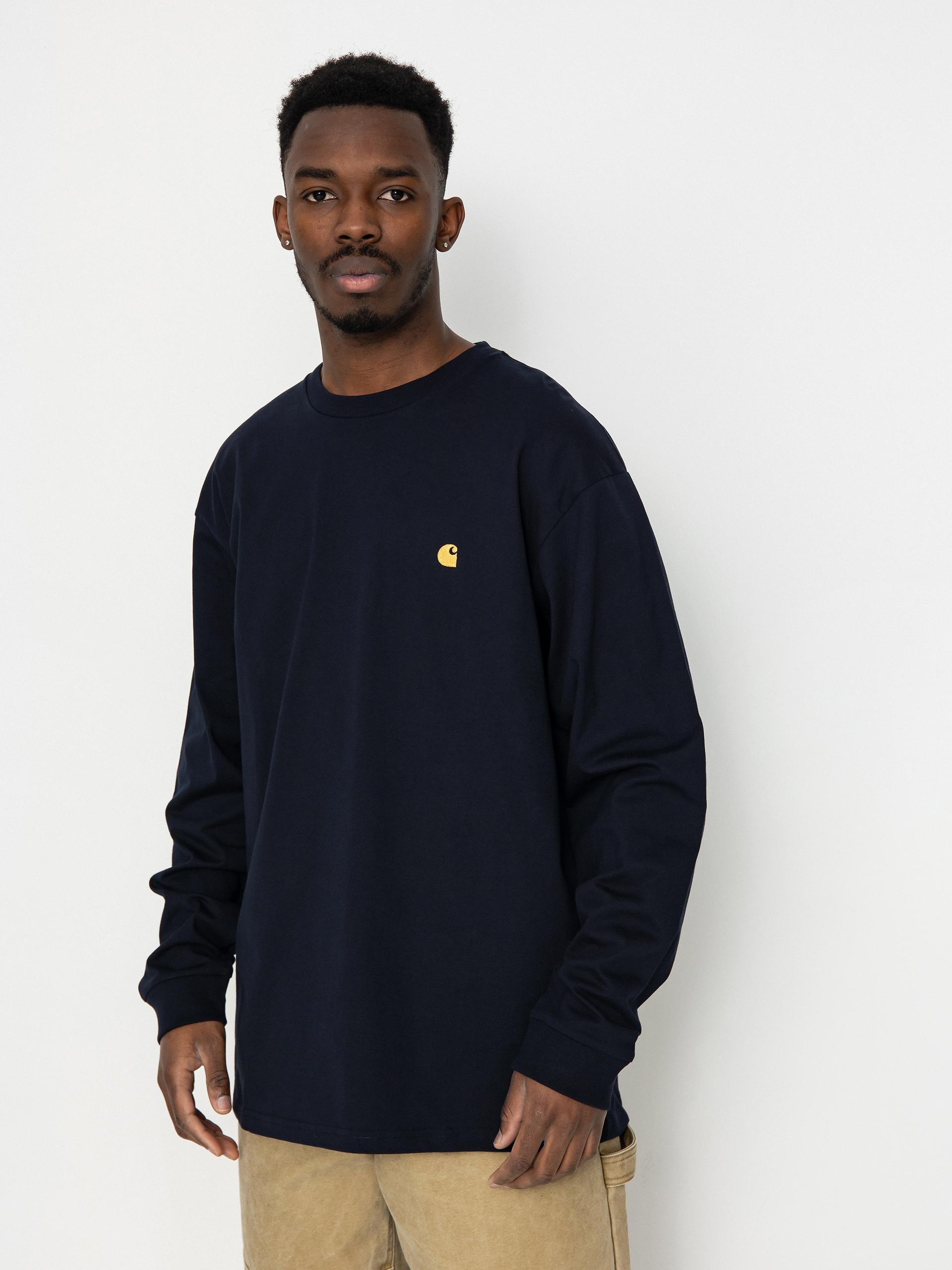 Carhartt WIP Chase Hosszu00fa ujju00fa felsu0151 (dark navy/gold)
