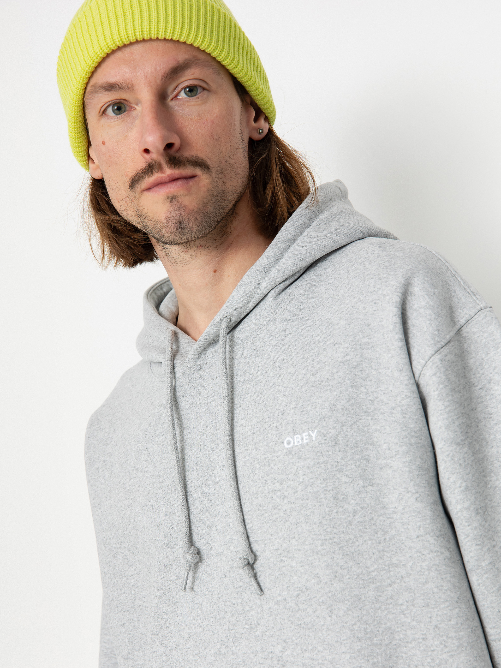 OBEY Established Works Bold HD Kapucnis pulóver (ash grey)