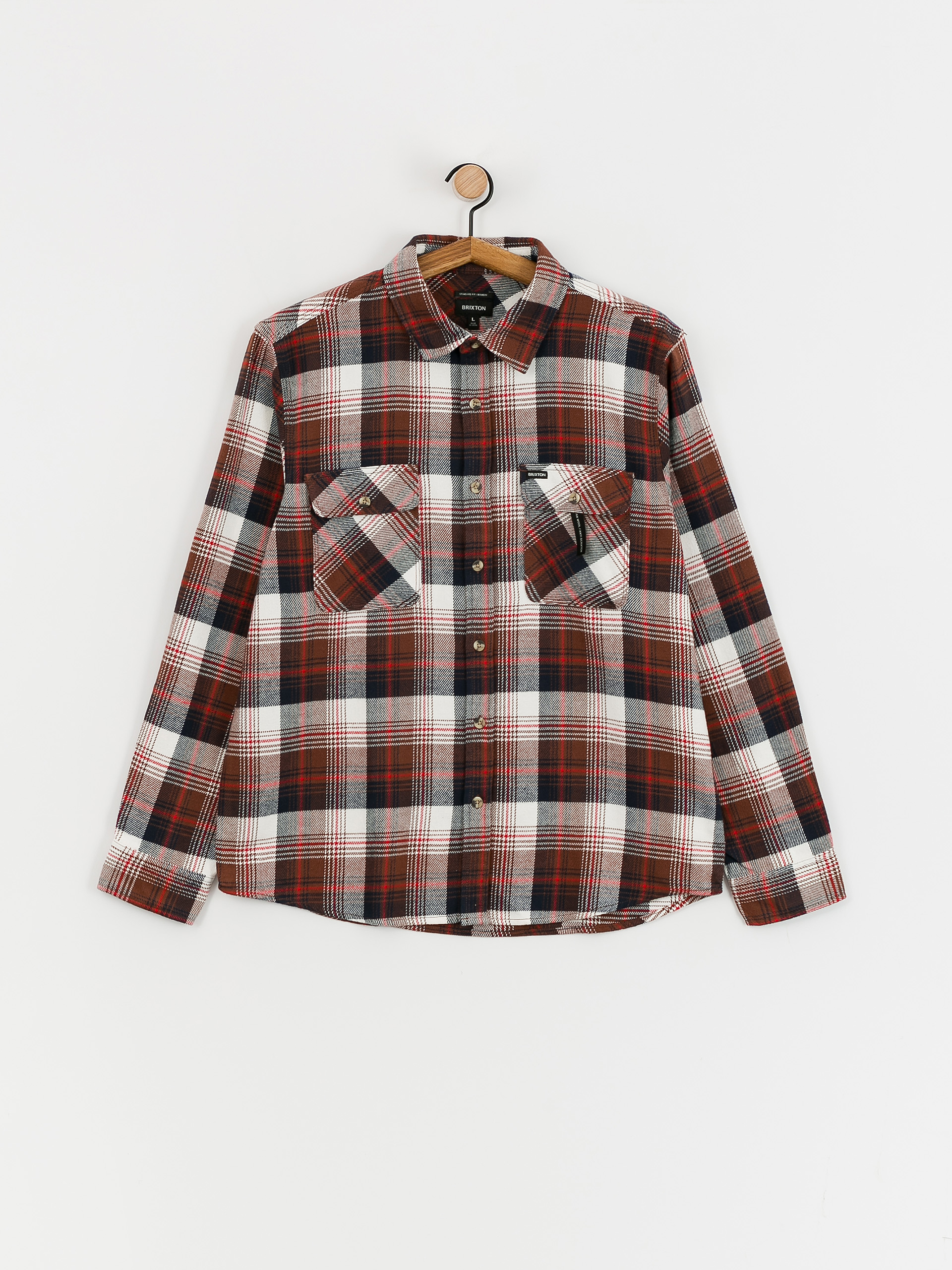 Brixton Bowery Flannel Ls Ing (washed navy/sepia/off white)