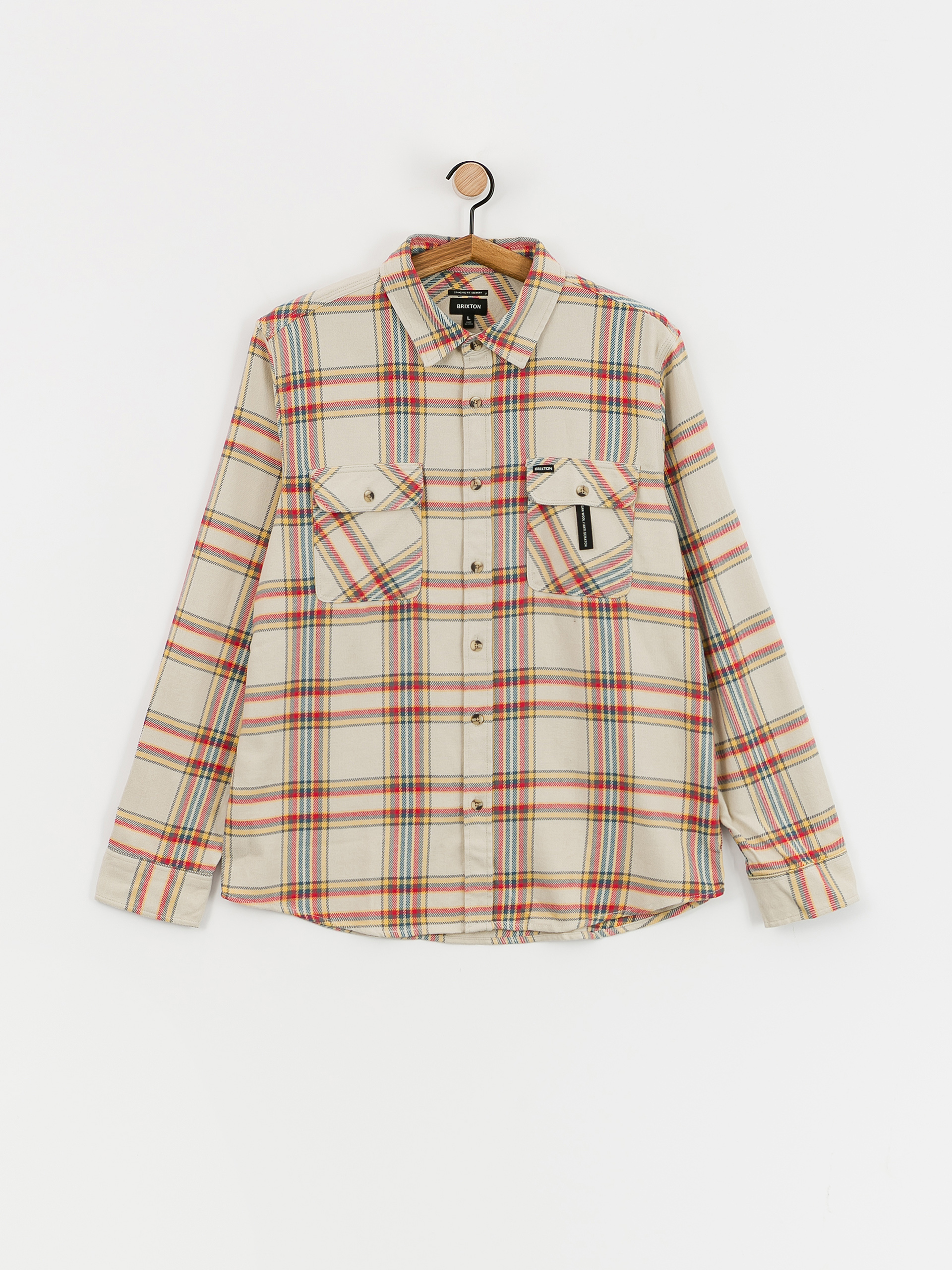Brixton Bowery Flannel Ls Ing (white smoke/yellow/casa red)