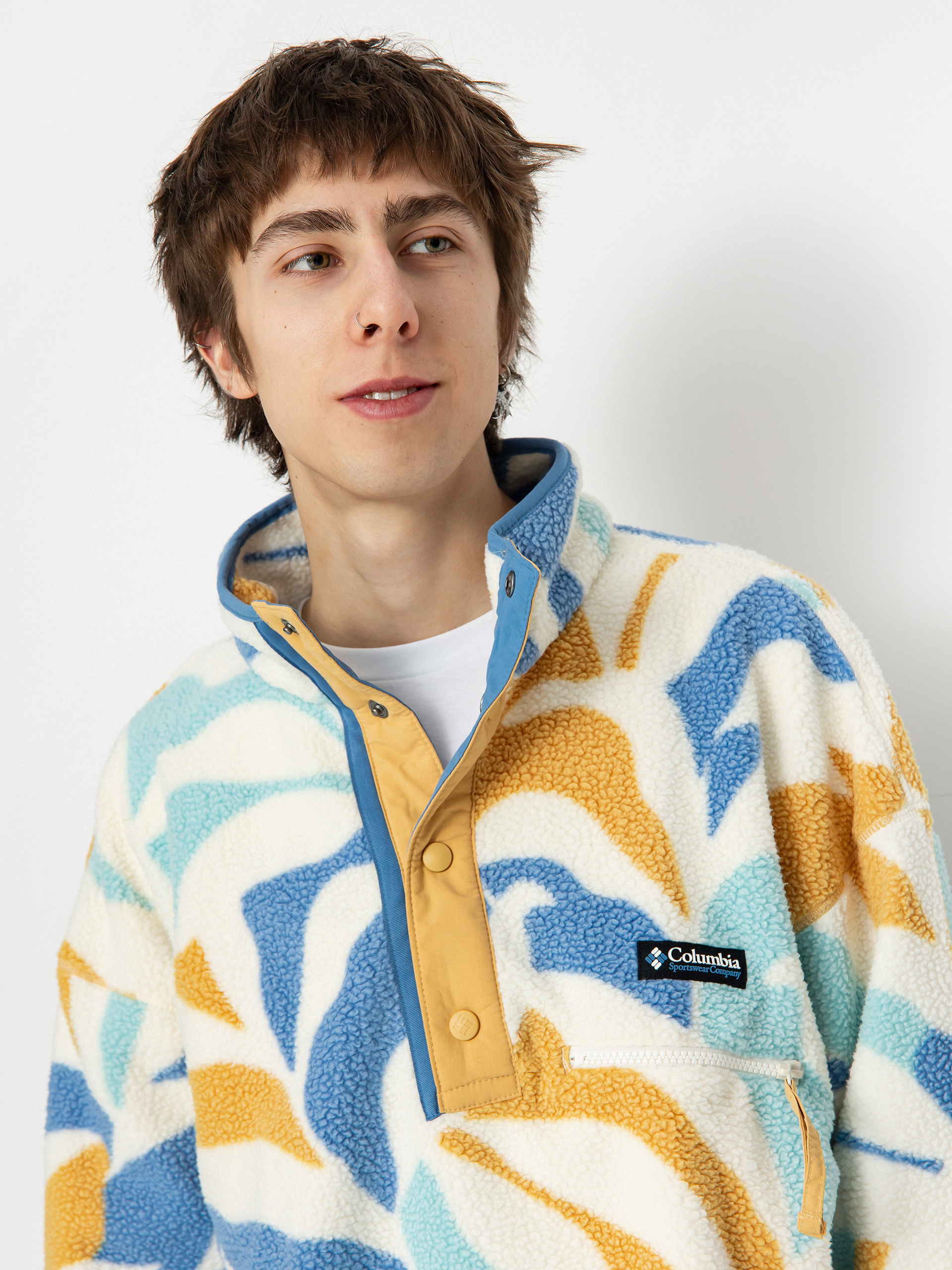 Férfi Columbia Helvetia Polár pulóver (chalk floristic)