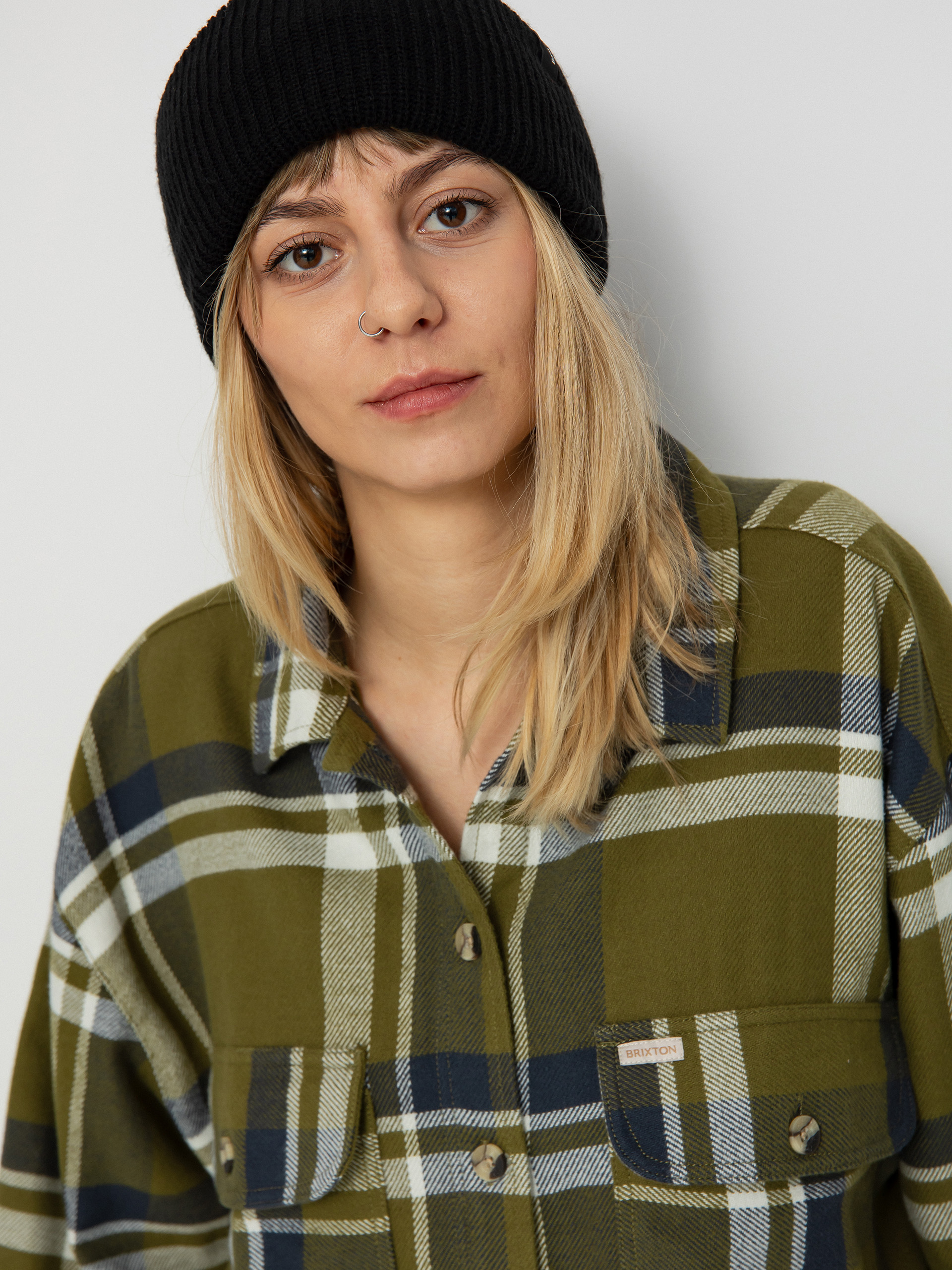 Brixton Bowery Flannel Ls Ing Wmn (sea kelp/washed navy)