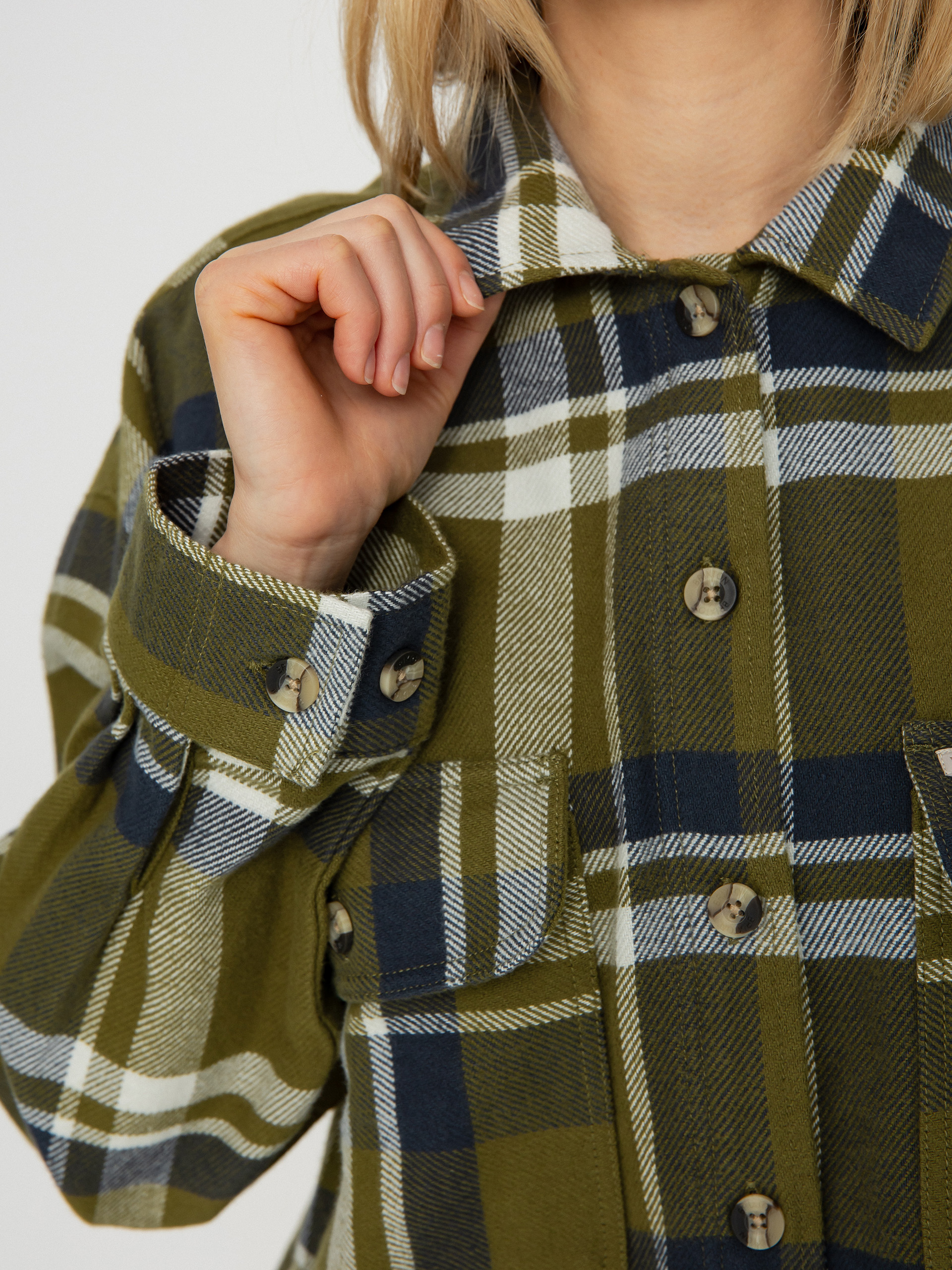 Brixton Bowery Flannel Ls Ing Wmn (sea kelp/washed navy)