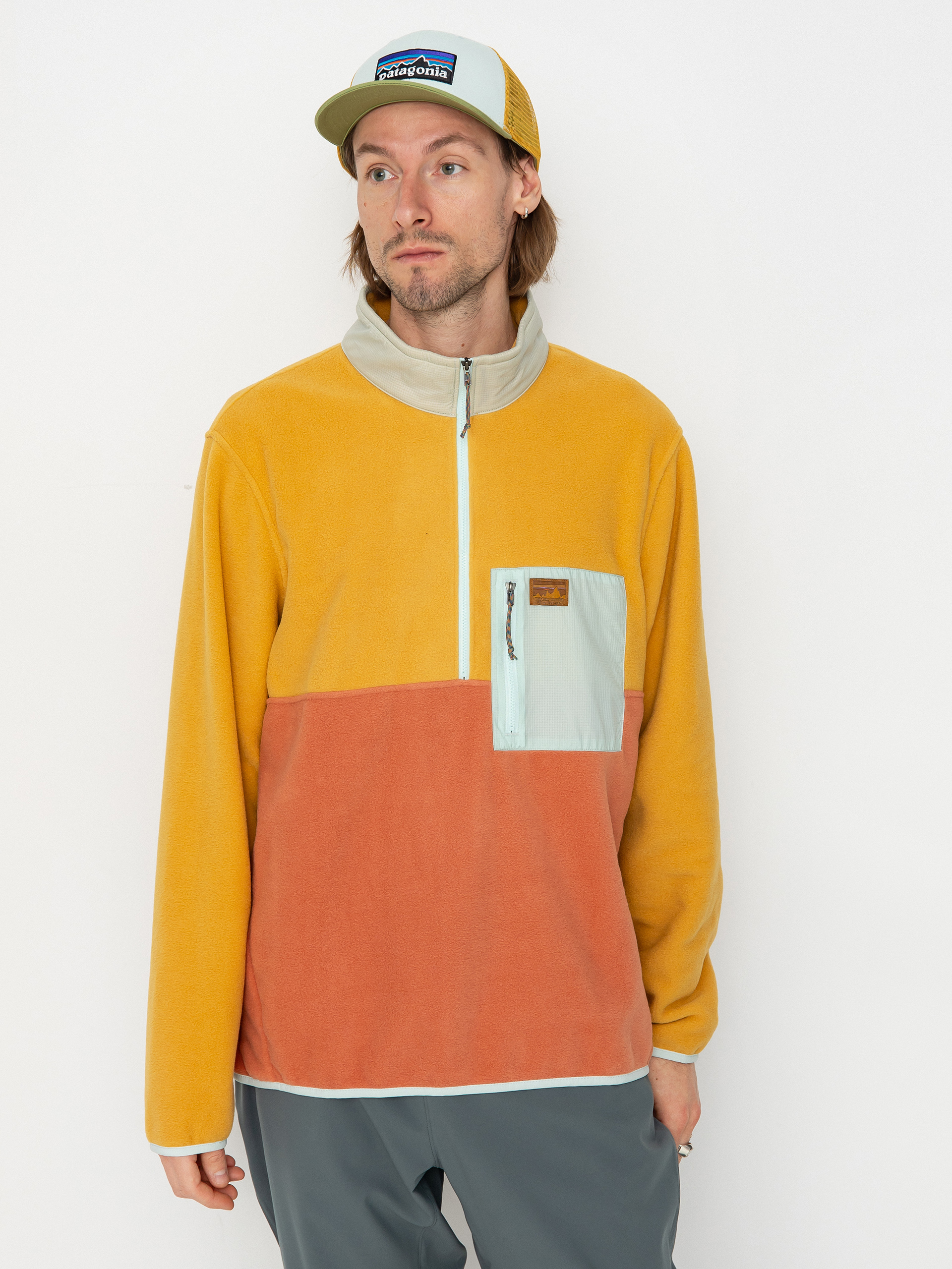 Férfi Patagonia Microdini 1/2 Zip Polár pulóver (sienna clay)